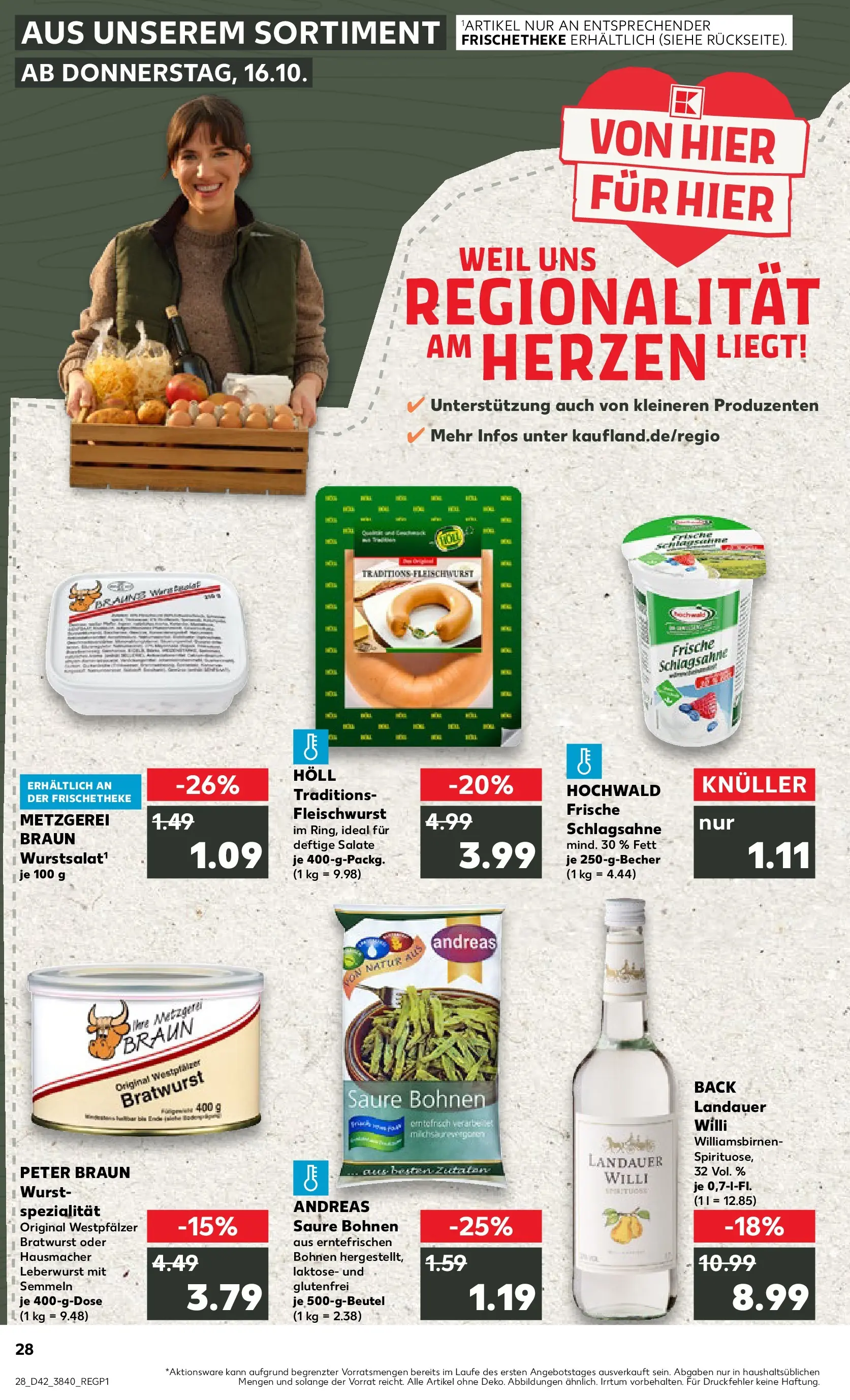Prospekt Kaufland ab 15.10.2025 » Angebote und Werbung Online | Seite: 28 | Produkte: Schlagsahne, Bratwurst, Wurst Prospekt Kaufland ab 15.10.2025 » Angebote Online zum Blättern | Seite: 28 | Produkte: Schlagsahne, Bratwurst, Wurst