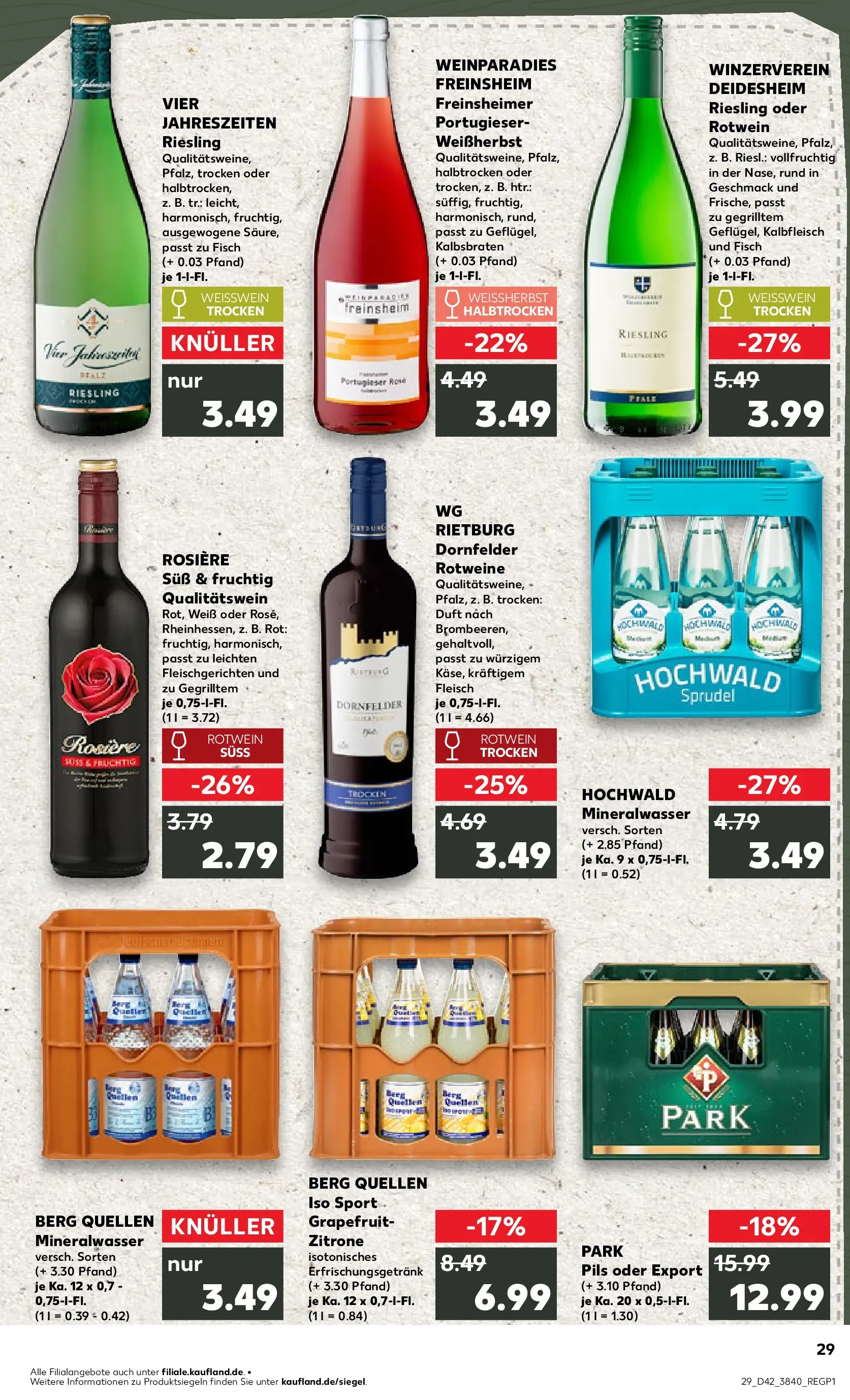 Prospekt Kaufland ab 15.10.2025 » Angebote und Werbung Online | Seite: 29 | Produkte: Weißwein, Weißwein halbtrocken, Duft, Fisch Prospekt Kaufland ab 15.10.2025 » Angebote Online zum Blättern | Seite: 29 | Produkte: Weißwein, Weißwein halbtrocken, Duft, Fisch