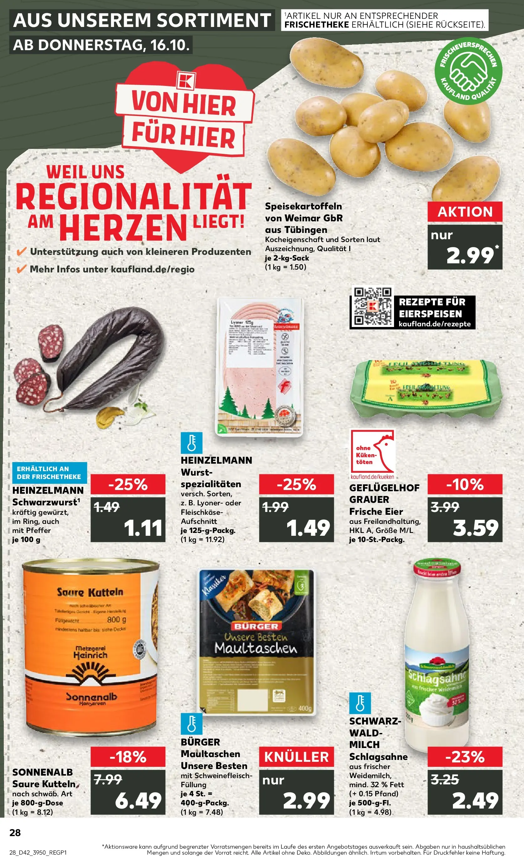 Prospekt Kaufland ab 15.10.2025 » Angebote und Werbung Online | Seite: 28 | Produkte: Milch, Burger, Pasta, Maultaschen Prospekt Kaufland ab 15.10.2025 » Angebote Online zum Blättern | Seite: 28 | Produkte: Milch, Burger, Pasta, Maultaschen