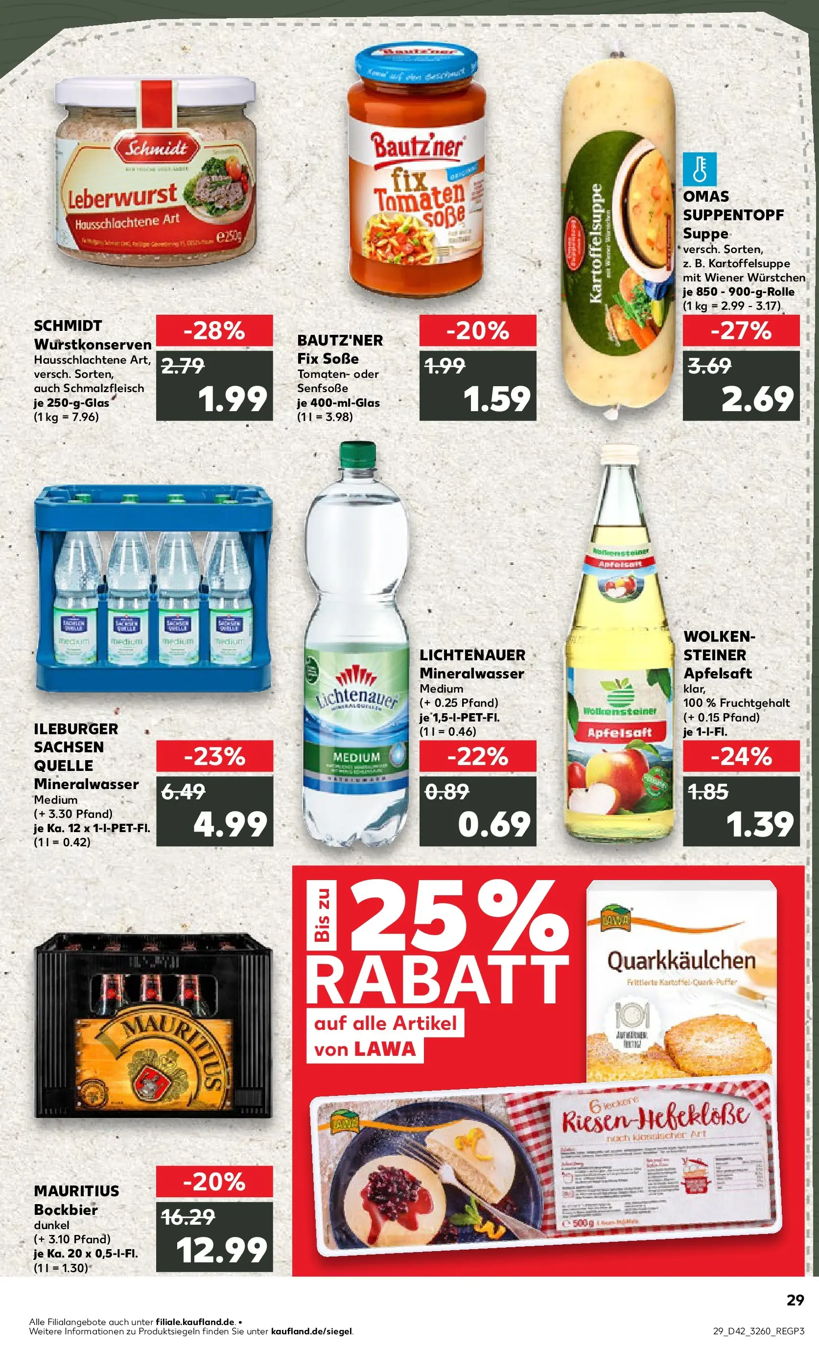 Prospekt Kaufland ab 15.10.2025 » Angebote und Werbung Online | Seite: 29 | Produkte: Wiener wurstchen, Mineralwasser, Apple, Soße Prospekt Kaufland ab 15.10.2025 » Angebote Online zum Blättern | Seite: 29 | Produkte: Wiener wurstchen, Mineralwasser, Apple, Soße
