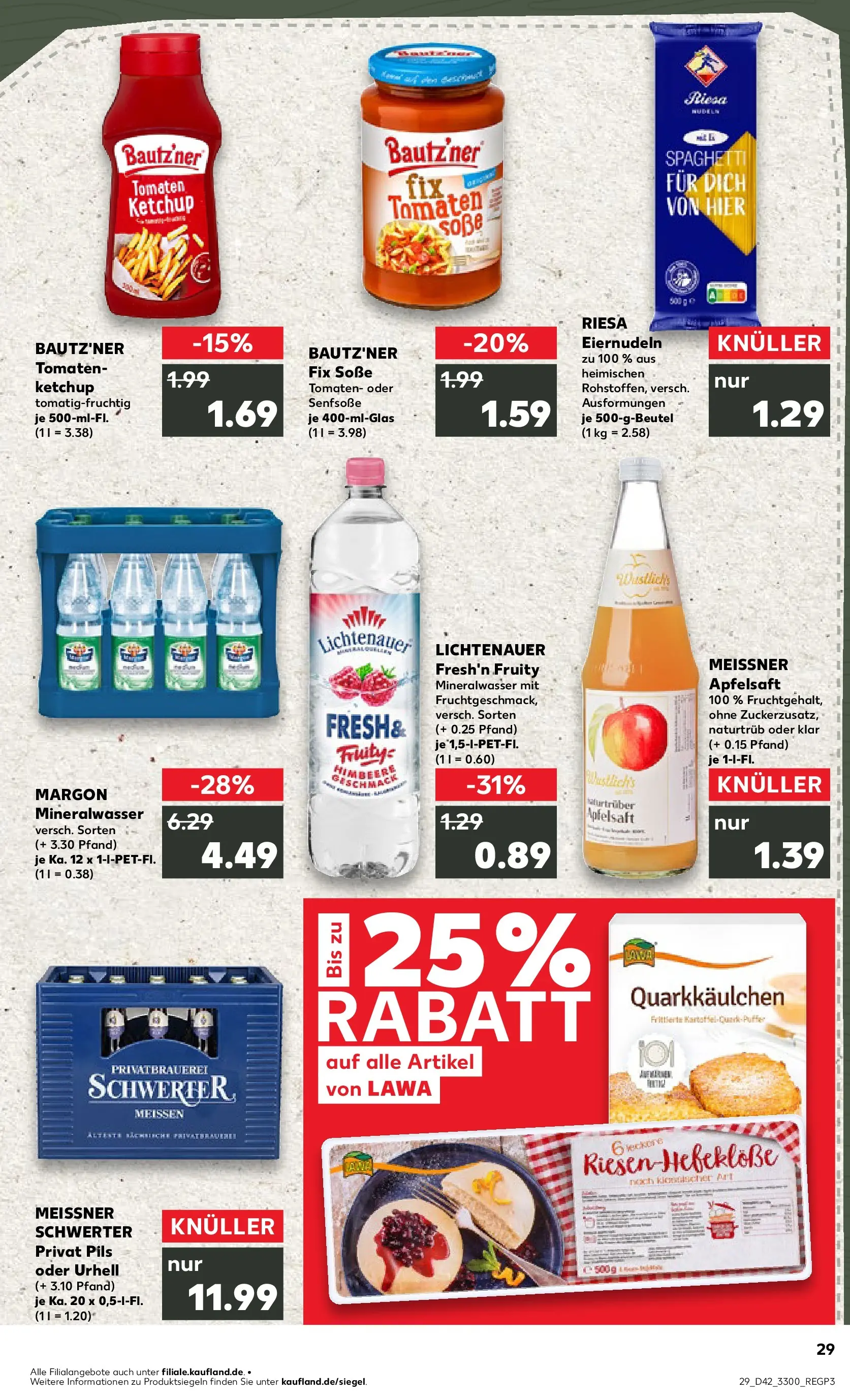 Prospekt Kaufland ab 15.10.2025 » Angebote und Werbung Online | Seite: 29 | Produkte: Quark, Apfelsaft, Soße, Nudeln Prospekt Kaufland ab 15.10.2025 » Angebote Online zum Blättern | Seite: 29 | Produkte: Quark, Apfelsaft, Soße, Nudeln