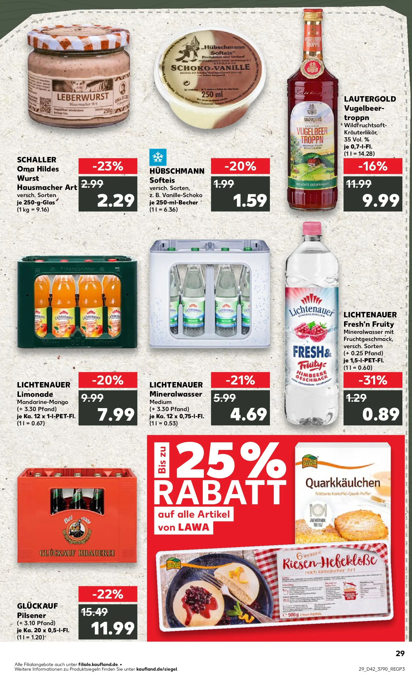 Prospekt Kaufland ab 15.10.2025 » Angebote und Werbung Online | Seite: 29 | Produkte: Limonade, Mineralwasser, Wurst, Himbeere Prospekt Kaufland ab 15.10.2025 » Angebote Online zum Blättern | Seite: 29 | Produkte: Limonade, Mineralwasser, Wurst, Himbeere