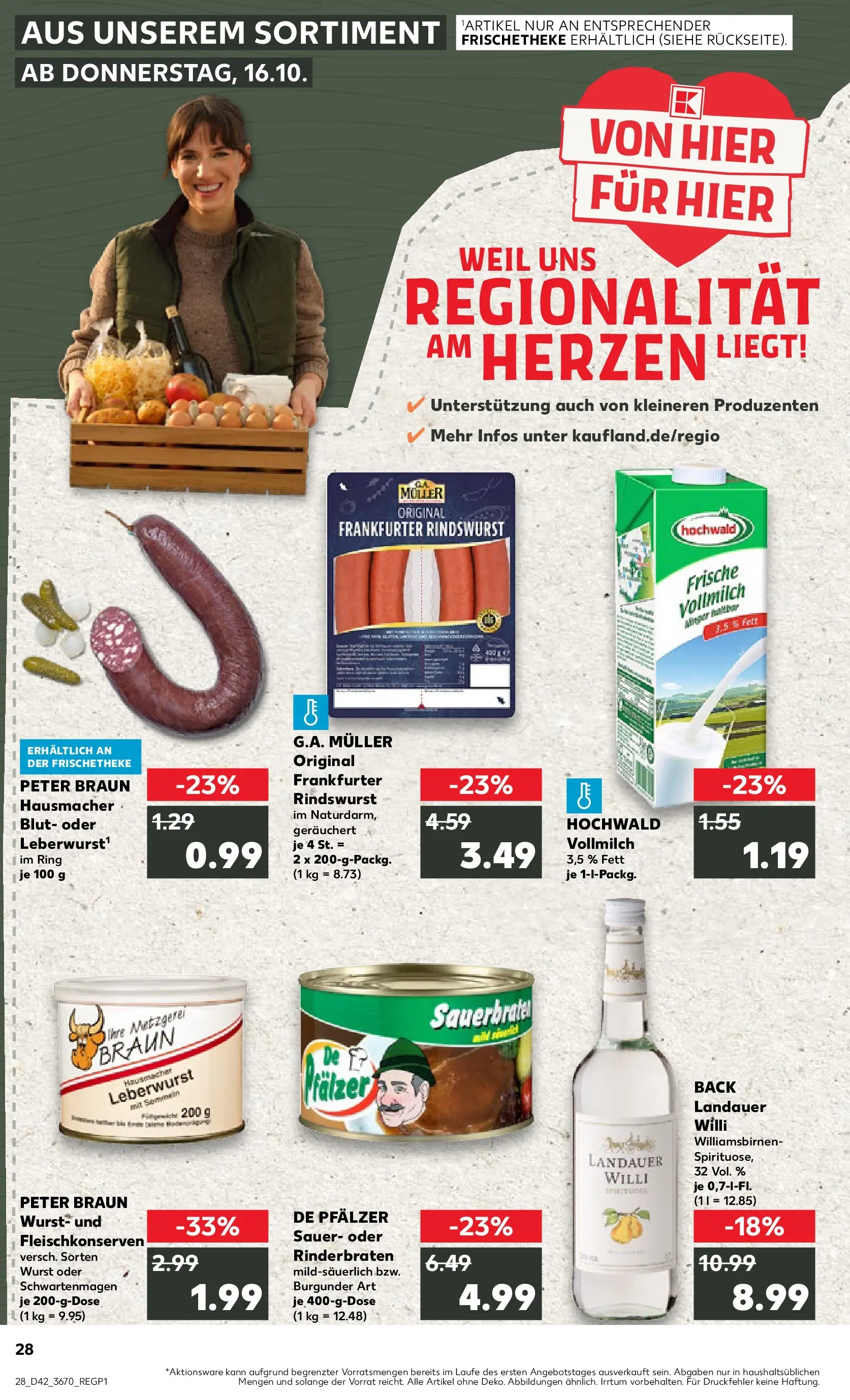 Prospekt Kaufland ab 15.10.2025 » Angebote und Werbung Online | Seite: 28 | Produkte: Rinderbraten, Wurst Prospekt Kaufland ab 15.10.2025 » Angebote Online zum Blättern | Seite: 28 | Produkte: Rinderbraten, Wurst