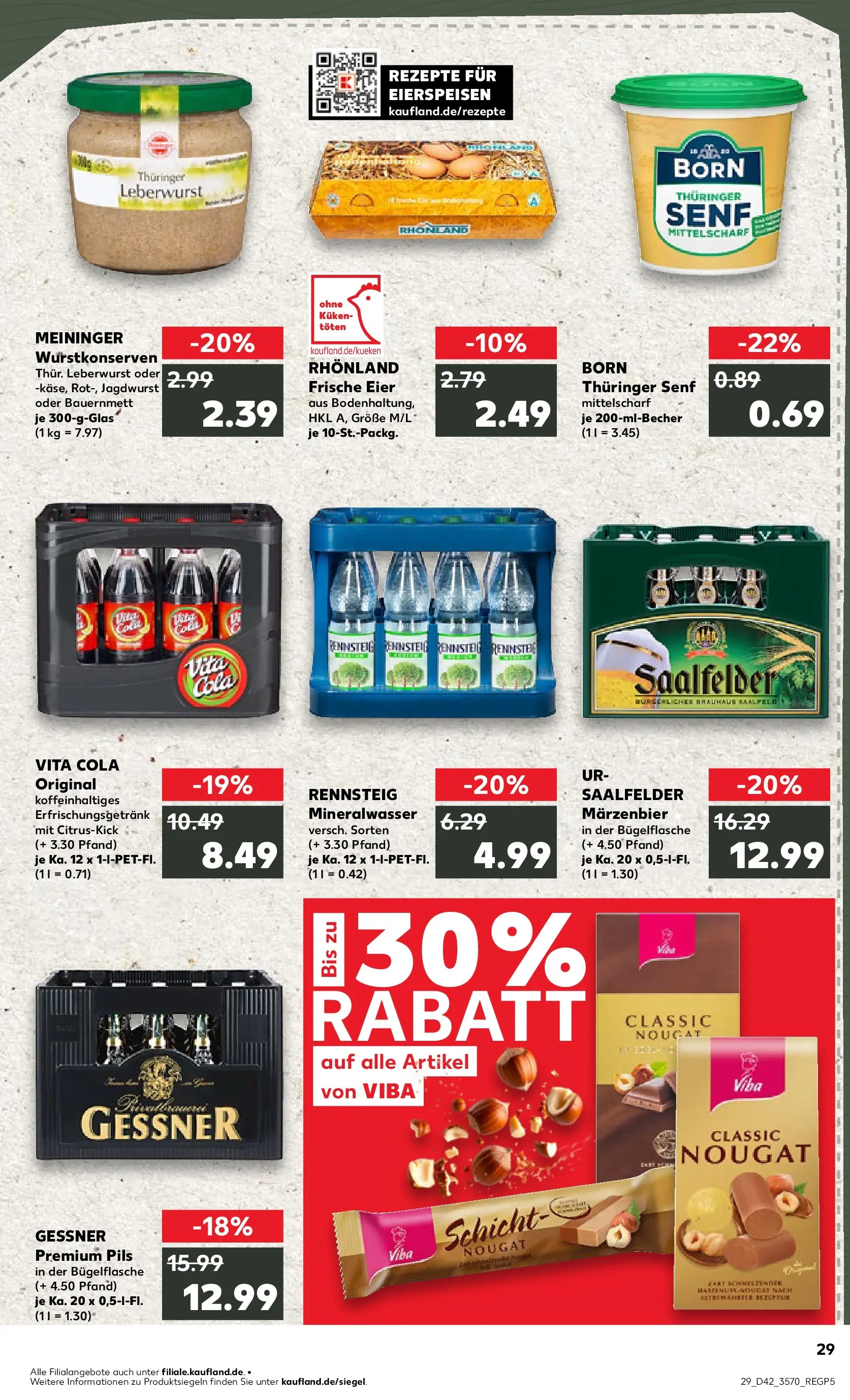 Prospekt Kaufland ab 15.10.2025 » Angebote und Werbung Online | Seite: 29 | Produkte: Cola, Eier, Pils, Mineralwasser Prospekt Kaufland ab 15.10.2025 » Angebote Online zum Blättern | Seite: 29 | Produkte: Cola, Eier, Pils, Mineralwasser