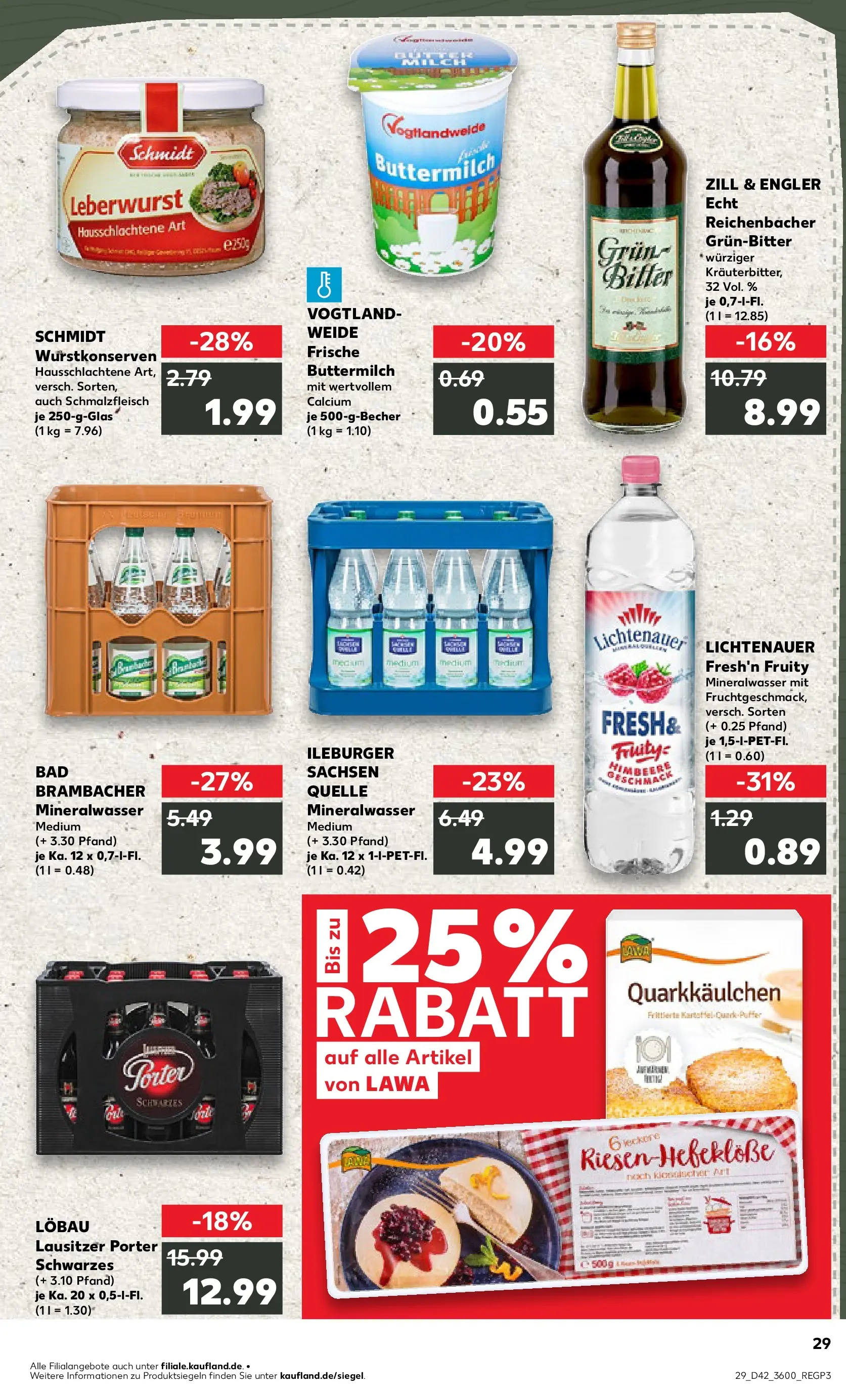 Prospekt Kaufland ab 15.10.2025 » Angebote und Werbung Online | Seite: 29 | Produkte: Buttermilch, Milch, Butter, Mineralwasser Prospekt Kaufland ab 15.10.2025 » Angebote Online zum Blättern | Seite: 29 | Produkte: Buttermilch, Milch, Butter, Mineralwasser