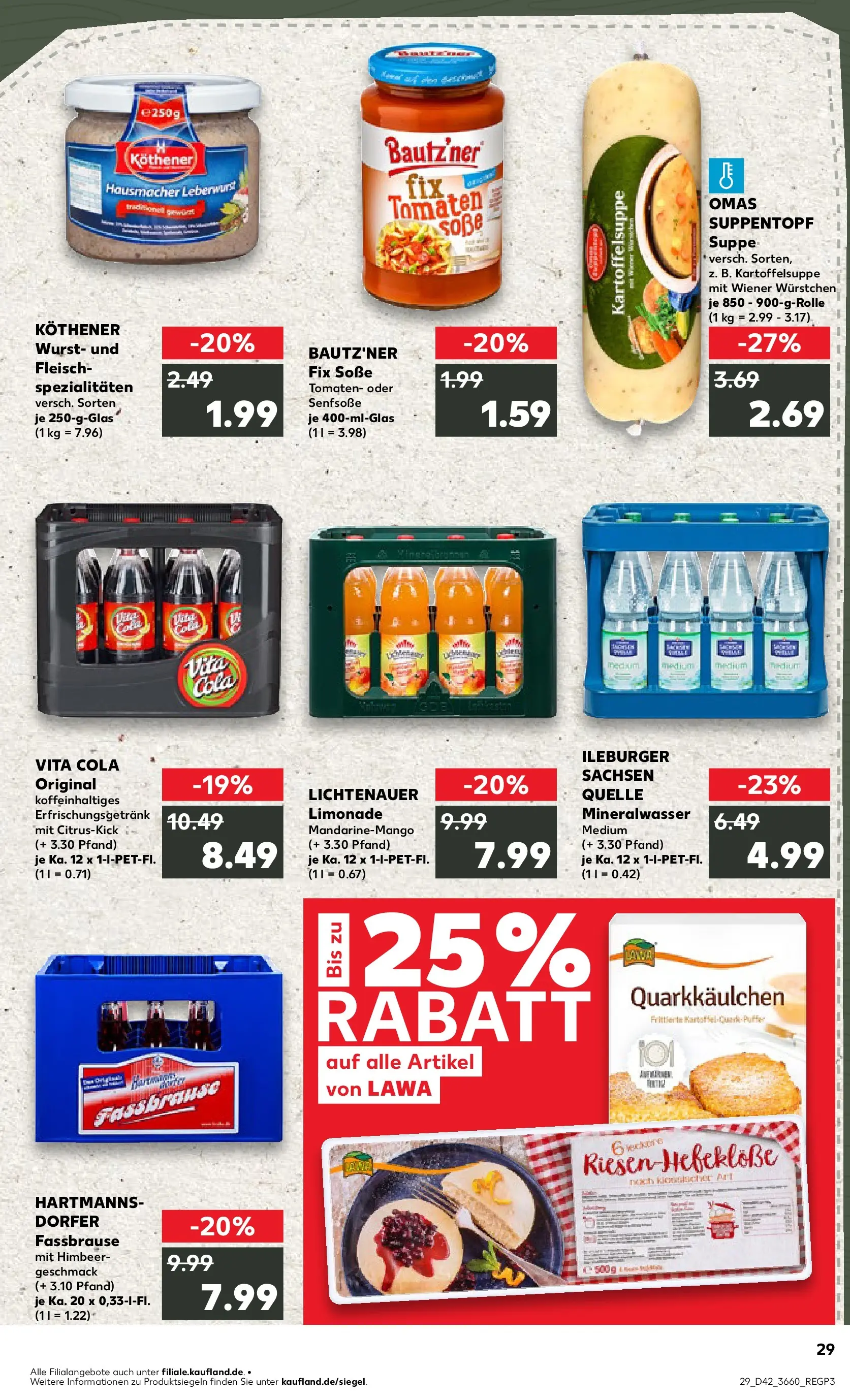 Prospekt Kaufland ab 15.10.2025 » Angebote und Werbung Online | Seite: 29 | Produkte: Limonade, Mineralwasser, Wurst, Fleisch Prospekt Kaufland ab 15.10.2025 » Angebote Online zum Blättern | Seite: 29 | Produkte: Limonade, Mineralwasser, Wurst, Fleisch