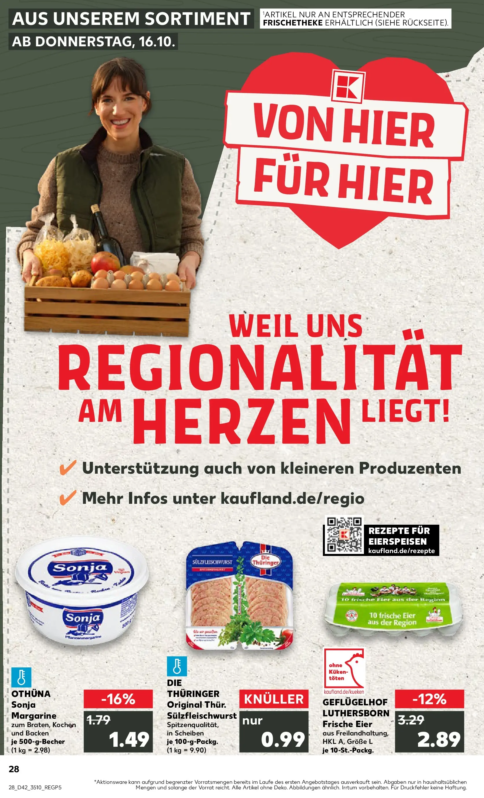 Prospekt Kaufland ab 15.10.2025 » Angebote und Werbung Online | Seite: 28 | Produkte: Margarine, Eier Prospekt Kaufland ab 15.10.2025 » Angebote Online zum Blättern | Seite: 28 | Produkte: Margarine, Eier
