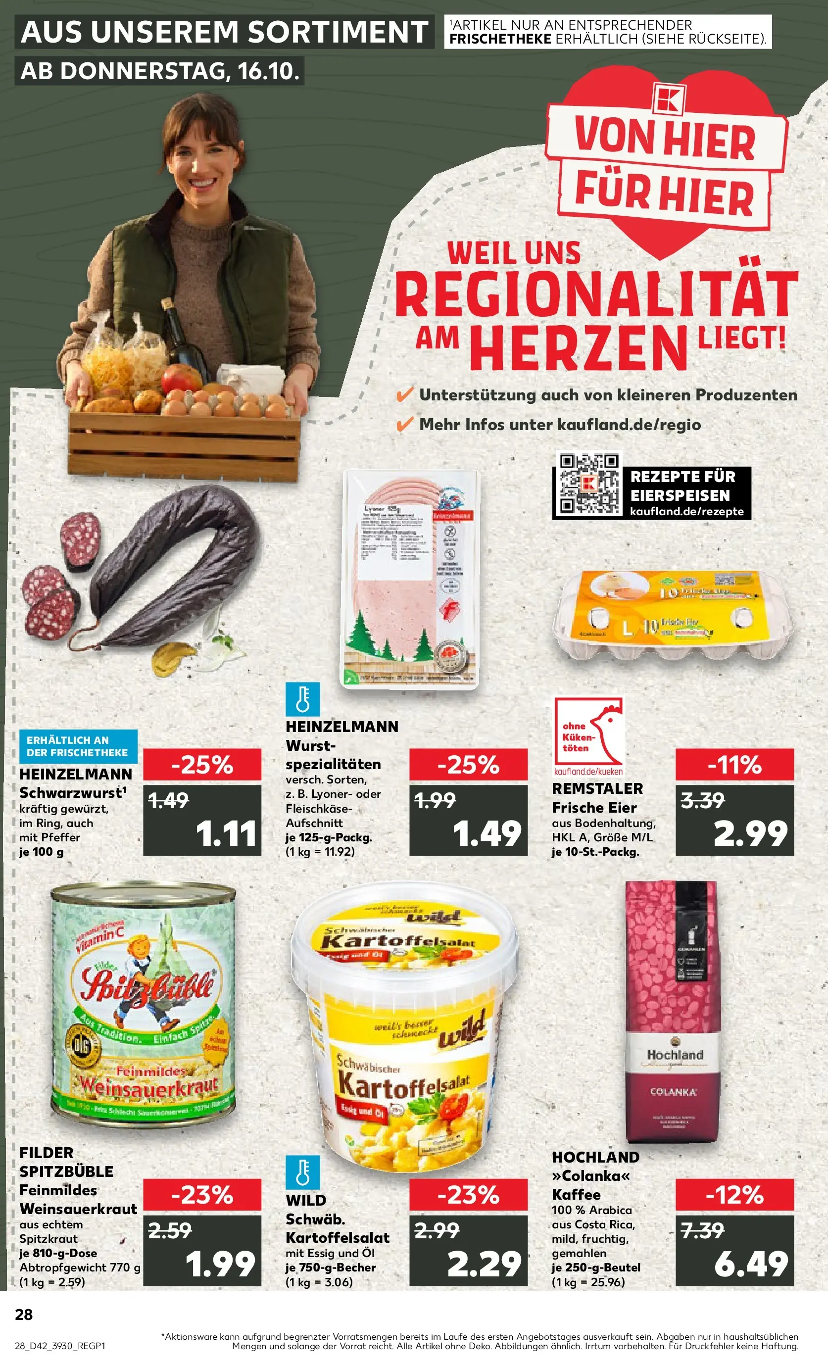 Prospekt Kaufland ab 15.10.2025 » Angebote und Werbung Online | Seite: 28 | Produkte: Eier, Kaffee, Pfeffer, Wurst Prospekt Kaufland ab 15.10.2025 » Angebote Online zum Blättern | Seite: 28 | Produkte: Eier, Kaffee, Pfeffer, Wurst