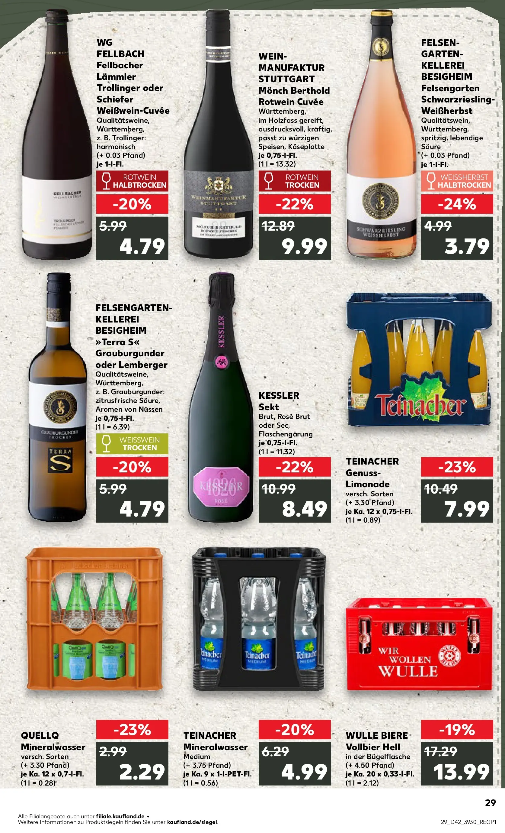 Prospekt Kaufland ab 15.10.2025 » Angebote und Werbung Online | Seite: 29 | Produkte: Weißwein, Rotwein trocken, Limonade, Mineralwasser Prospekt Kaufland ab 15.10.2025 » Angebote Online zum Blättern | Seite: 29 | Produkte: Weißwein, Rotwein trocken, Limonade, Mineralwasser