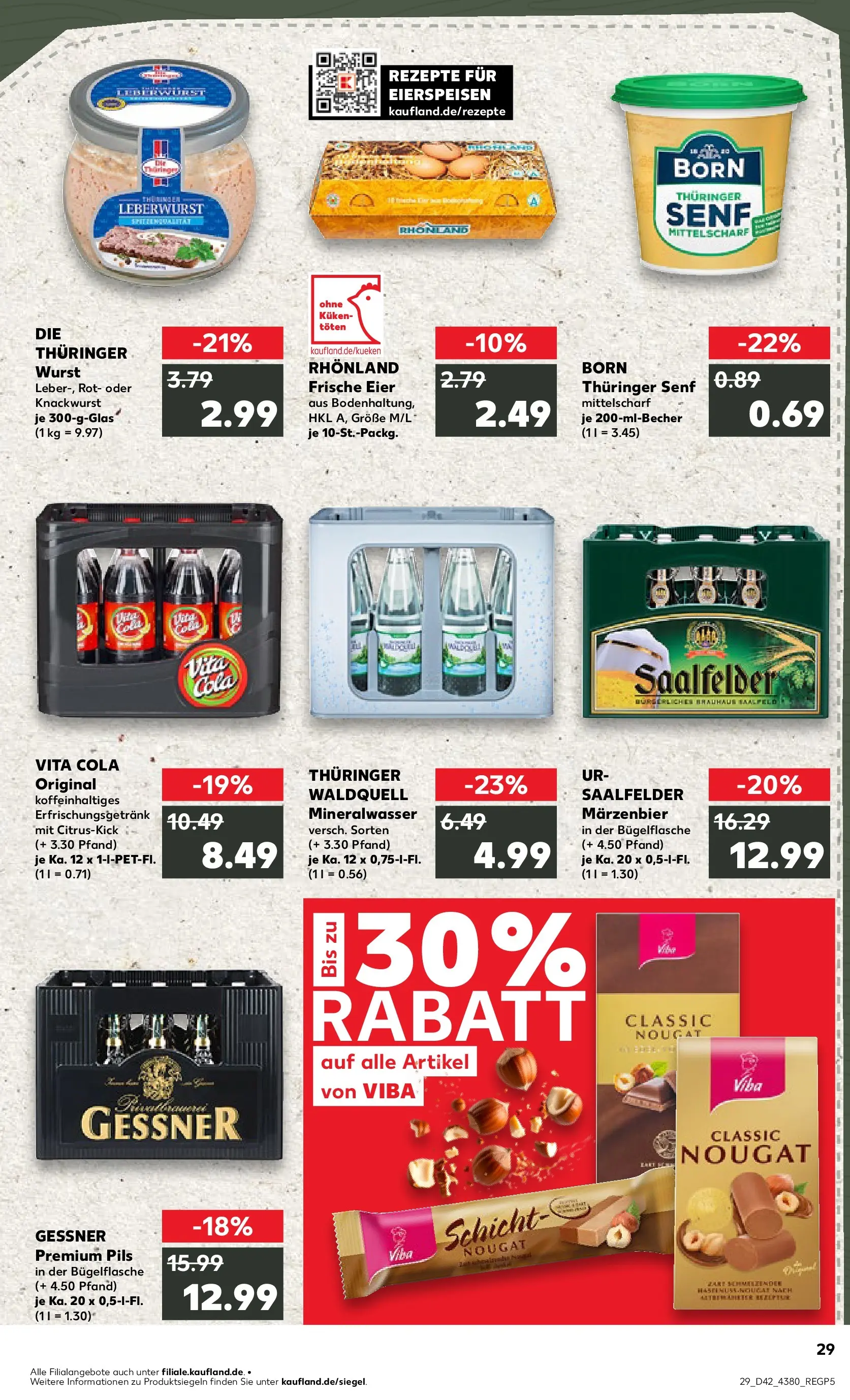 Prospekt Kaufland ab 15.10.2025 » Angebote und Werbung Online | Seite: 29 | Produkte: Pils, Mineralwasser, Wurst, Vita cola Prospekt Kaufland ab 15.10.2025 » Angebote Online zum Blättern | Seite: 29 | Produkte: Pils, Mineralwasser, Wurst, Vita cola