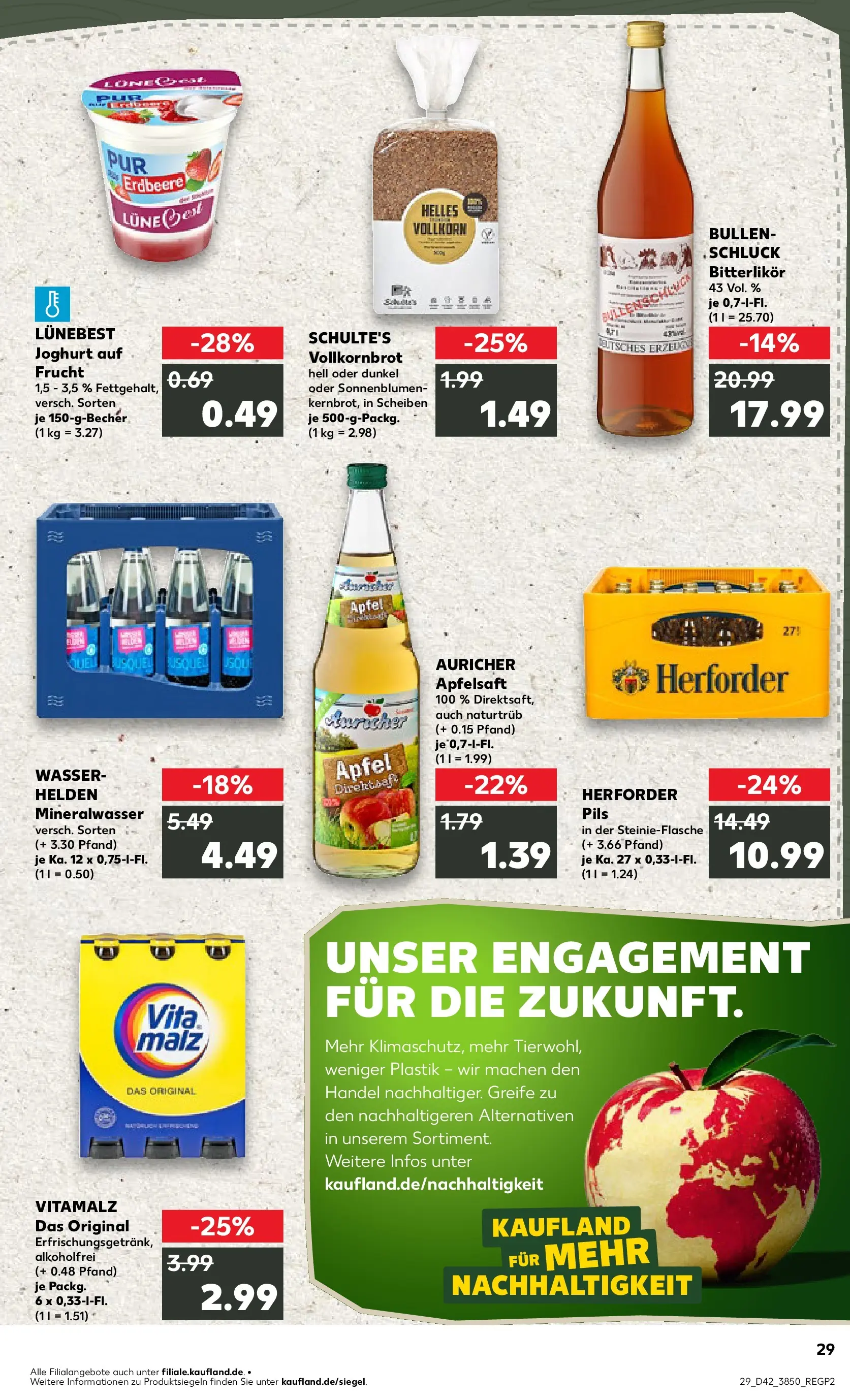 Prospekt Kaufland ab 15.10.2025 » Angebote Online zum Blättern | Seite: 29 | Produkte: Vollkornbrot, Äpfel, Mineralwasser, Wasser