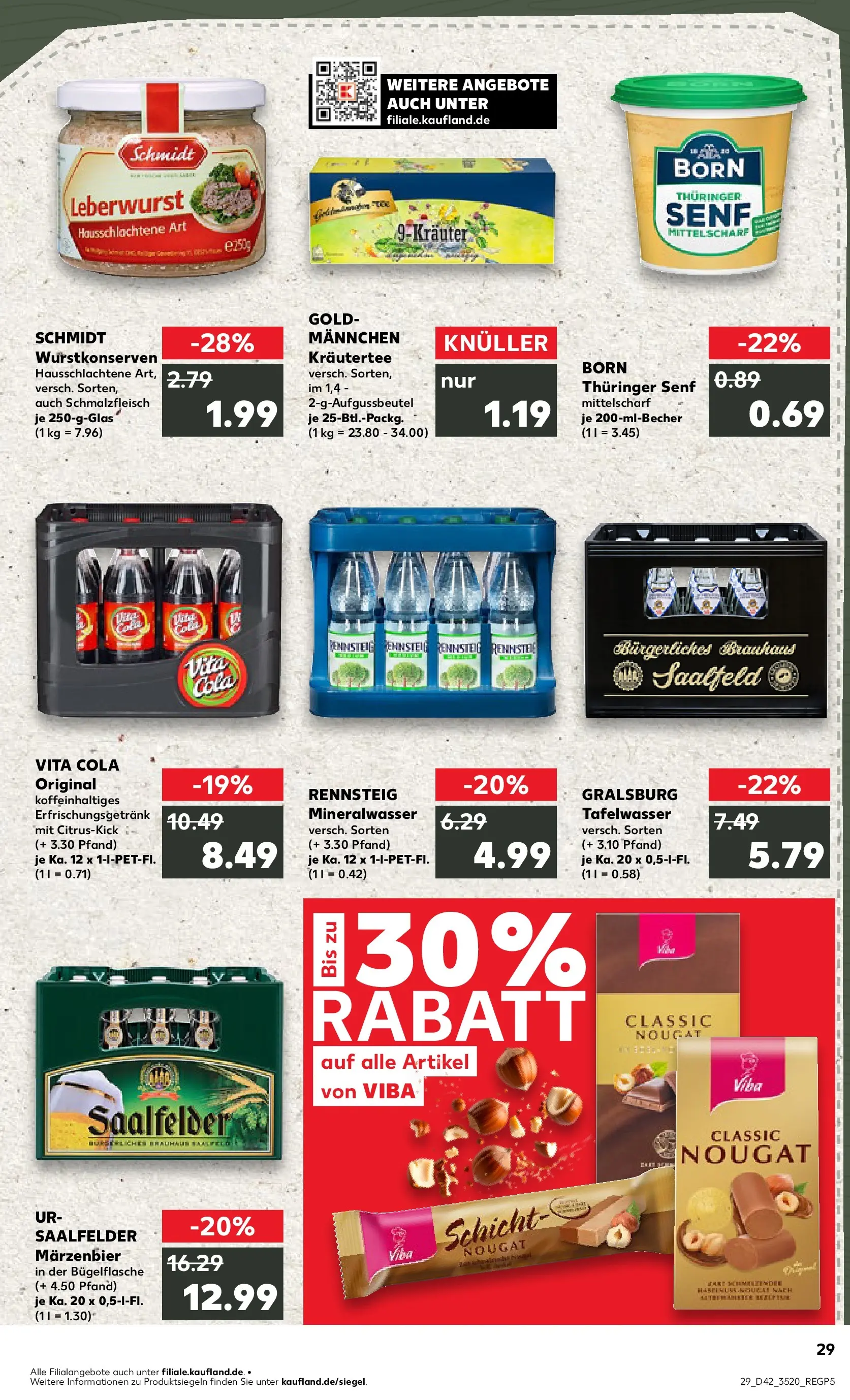 Prospekt Kaufland ab 15.10.2025 » Angebote und Werbung Online | Seite: 29 | Produkte: Cola, Mineralwasser, Vita cola Prospekt Kaufland ab 15.10.2025 » Angebote Online zum Blättern | Seite: 29 | Produkte: Cola, Mineralwasser, Vita cola