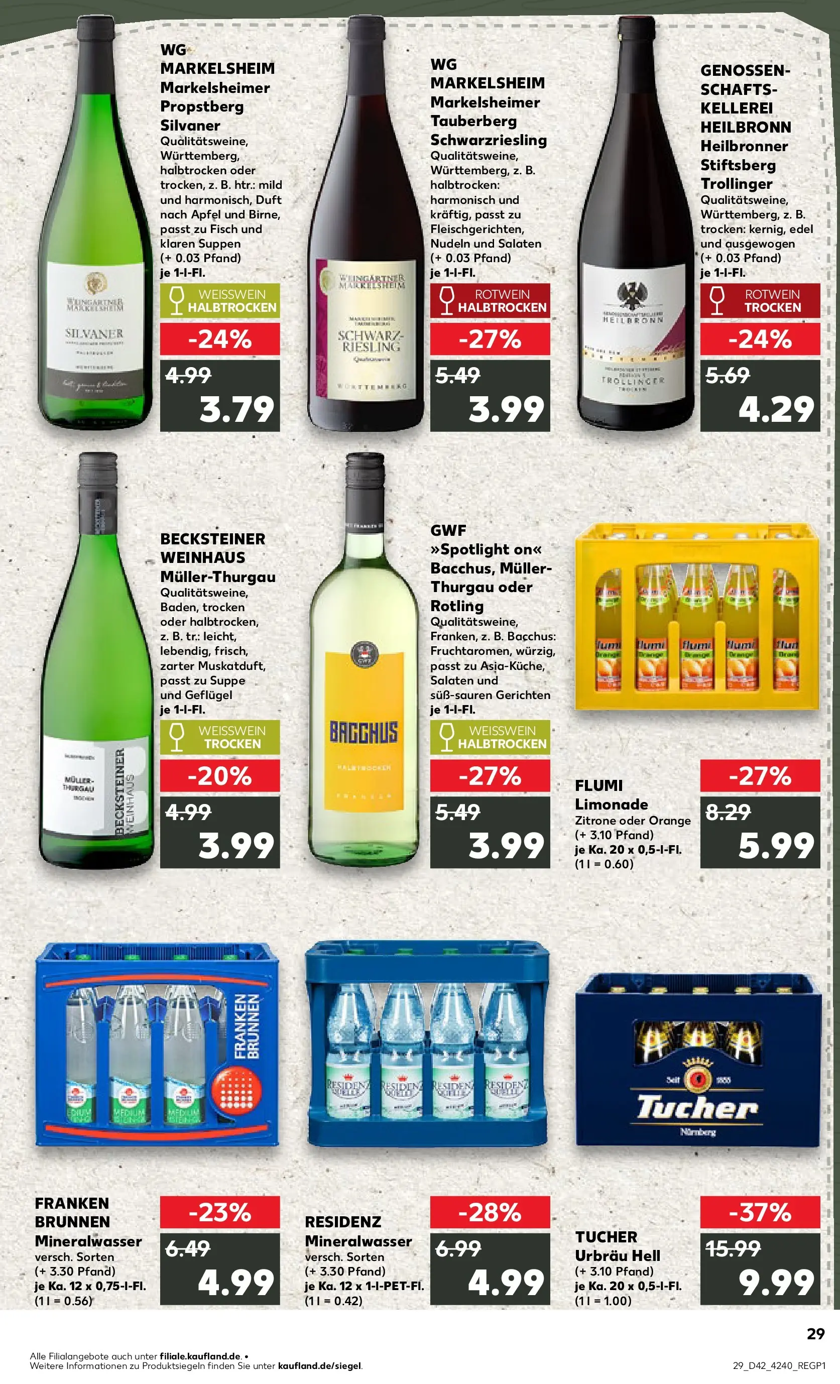 Prospekt Kaufland ab 15.10.2025 » Angebote und Werbung Online | Seite: 29 | Produkte: Rotwein, Rotwein trocken, Duft, Mineralwasser Prospekt Kaufland ab 15.10.2025 » Angebote Online zum Blättern | Seite: 29 | Produkte: Rotwein, Rotwein trocken, Duft, Mineralwasser