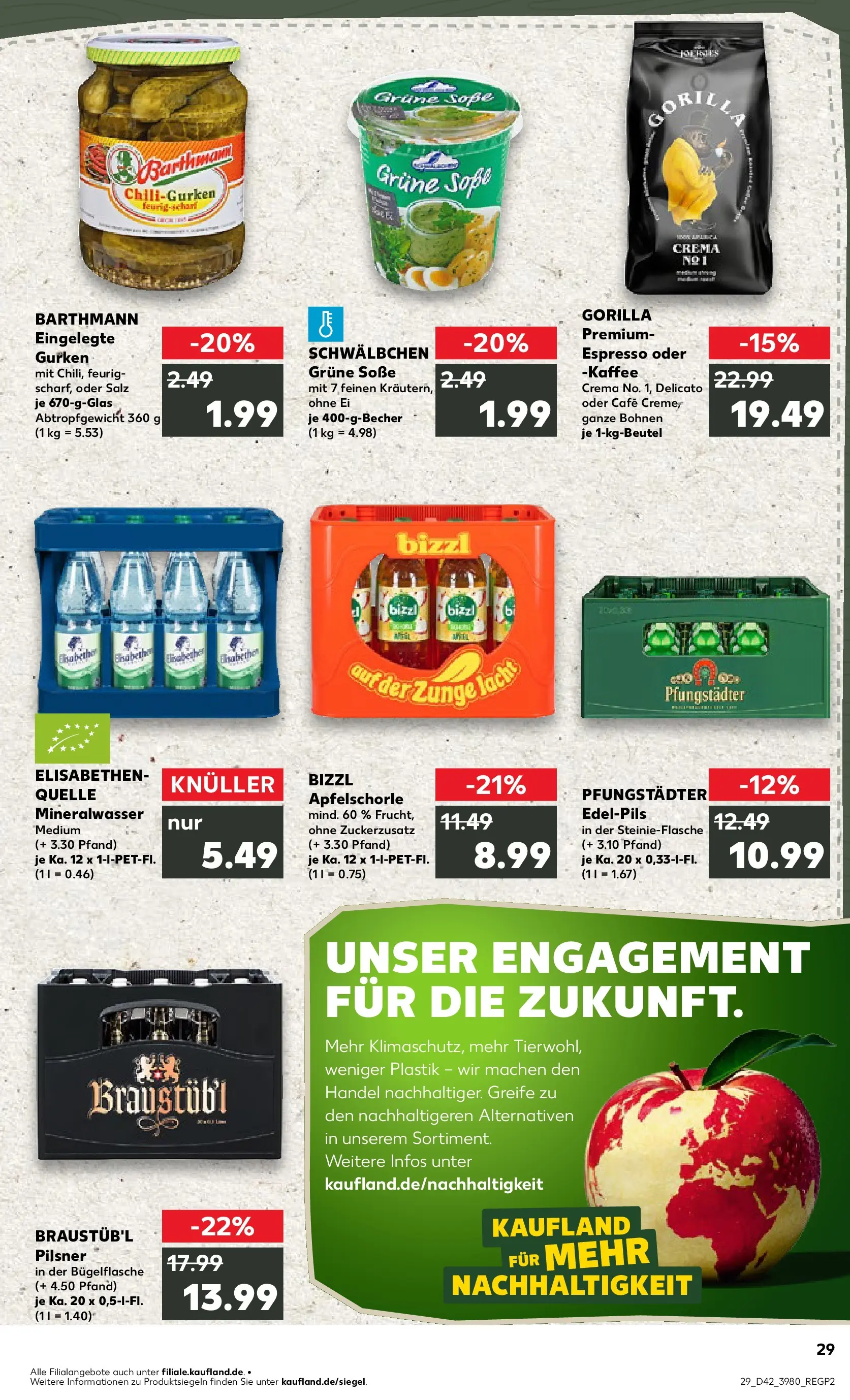 Prospekt Kaufland ab 15.10.2025 » Angebote und Werbung Online | Seite: 29 | Produkte: Mineralwasser, Apple, Soße, Gurken Prospekt Kaufland ab 15.10.2025 » Angebote Online zum Blättern | Seite: 29 | Produkte: Mineralwasser, Apple, Soße, Gurken