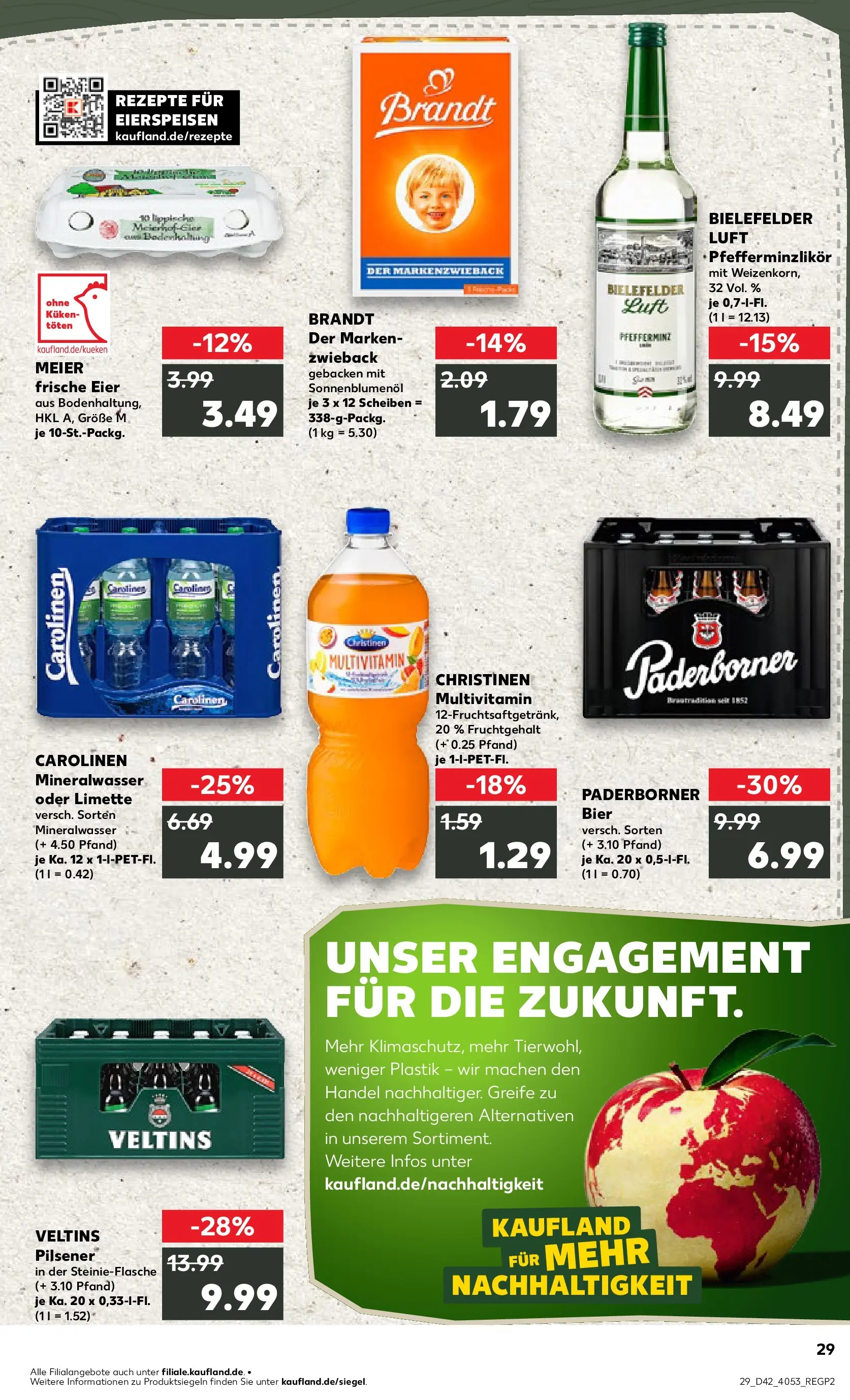 Prospekt Kaufland ab 15.10.2025 » Angebote und Werbung Online | Seite: 29 | Produkte: Eier, Bier, Mineralwasser, Limette Prospekt Kaufland ab 15.10.2025 » Angebote Online zum Blättern | Seite: 29 | Produkte: Eier, Bier, Mineralwasser, Limette