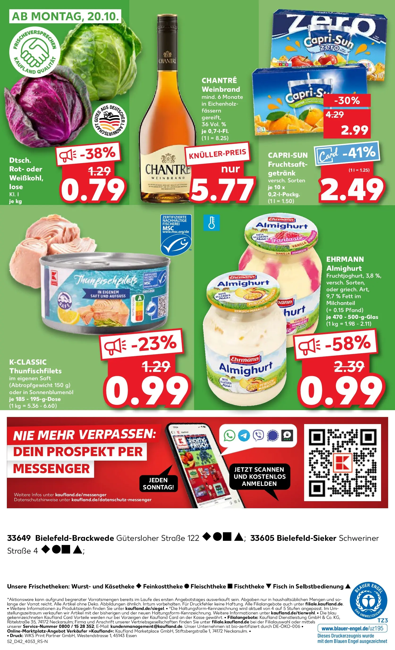 Prospekt Kaufland ab 15.10.2025 » Angebote und Werbung Online | Seite: 52 | Produkte: Sonnenblumenol, Chantré, Wurst, Fruchtsaft Prospekt Kaufland ab 15.10.2025 » Angebote Online zum Blättern | Seite: 52 | Produkte: Sonnenblumenol, Chantré, Wurst, Fruchtsaft