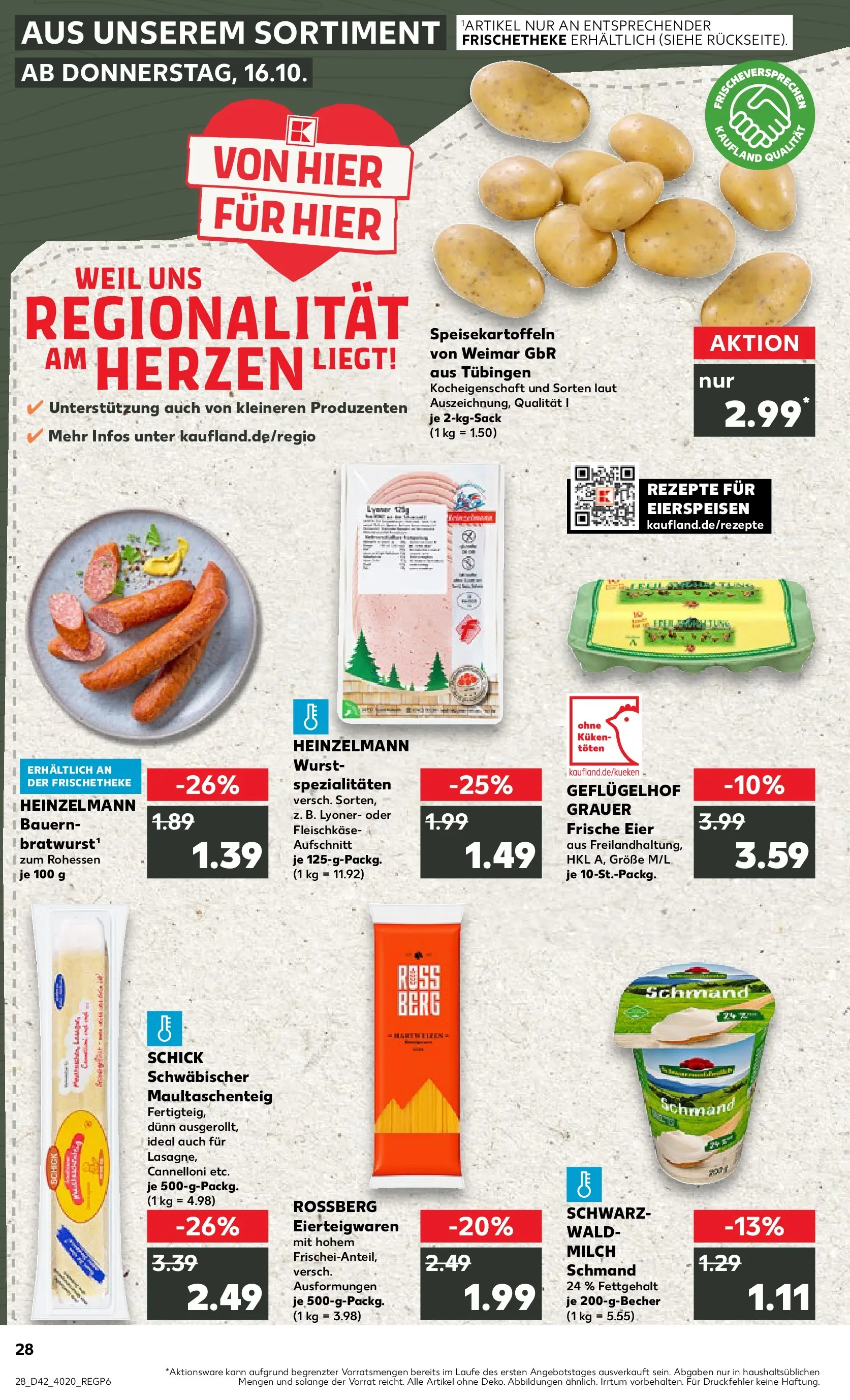 Prospekt Kaufland ab 15.10.2025 » Angebote und Werbung Online | Seite: 28 | Produkte: Milch, Eier, Wurst, Pasta Prospekt Kaufland ab 15.10.2025 » Angebote Online zum Blättern | Seite: 28 | Produkte: Milch, Eier, Wurst, Pasta