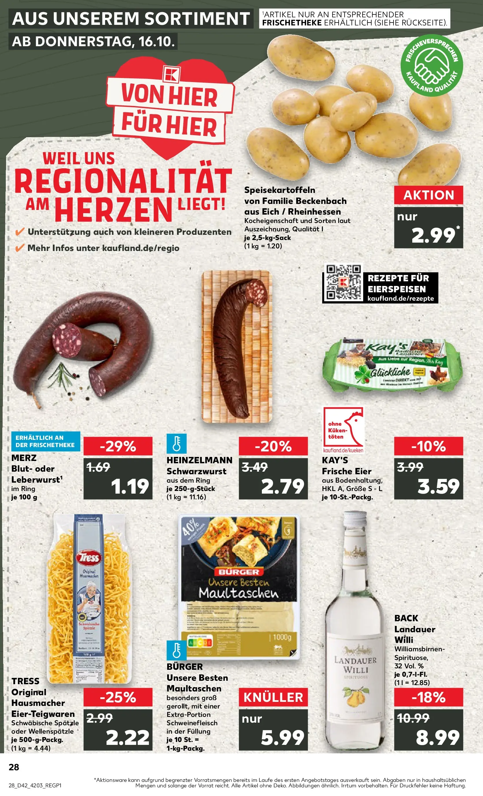 Prospekt Kaufland ab 15.10.2025 » Angebote Online zum Blättern | Seite: 28 | Produkte: Eier, Burger, Pudding, Schweinefleisch