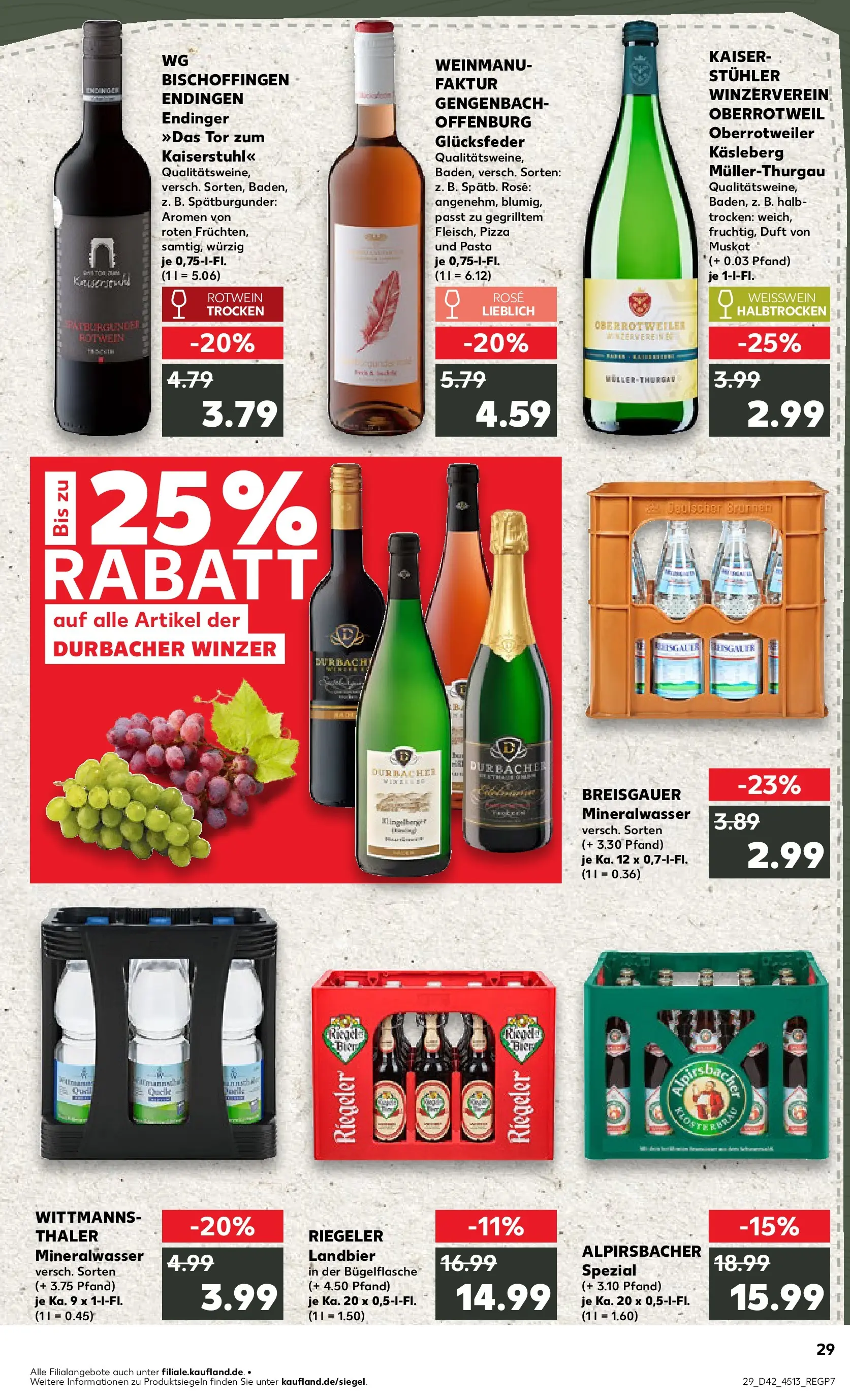 Prospekt Kaufland ab 15.10.2025 » Angebote und Werbung Online | Seite: 29 | Produkte: Bier, Weißwein trocken, Mineralwasser, Pasta Prospekt Kaufland ab 15.10.2025 » Angebote Online zum Blättern | Seite: 29 | Produkte: Bier, Weißwein trocken, Mineralwasser, Pasta