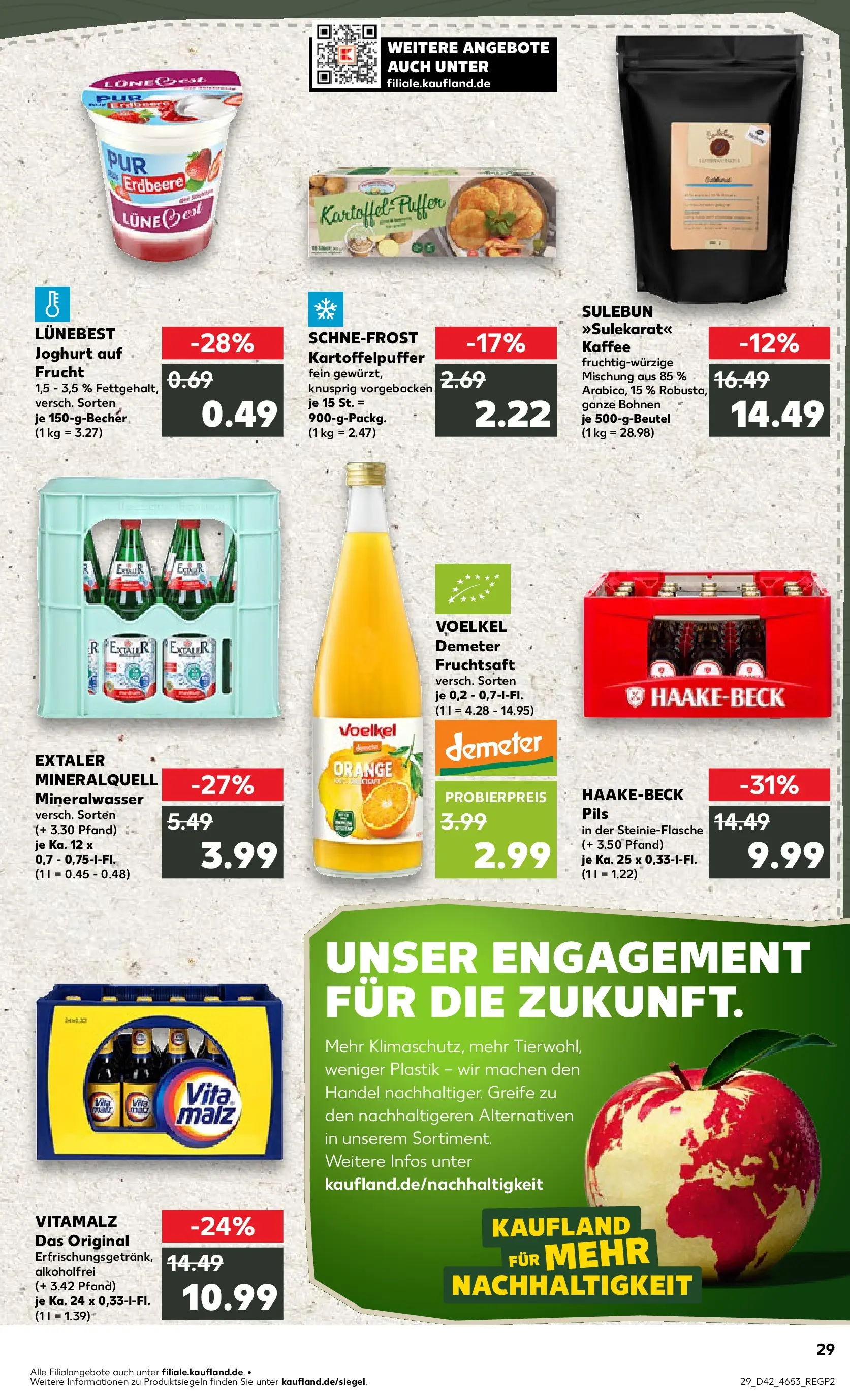 Prospekt Kaufland ab 15.10.2025 » Angebote und Werbung Online | Seite: 29 | Produkte: Joghurt, Kaffee, Mineralwasser, Fruchtsaft Prospekt Kaufland ab 15.10.2025 » Angebote Online zum Blättern | Seite: 29 | Produkte: Joghurt, Kaffee, Mineralwasser, Fruchtsaft
