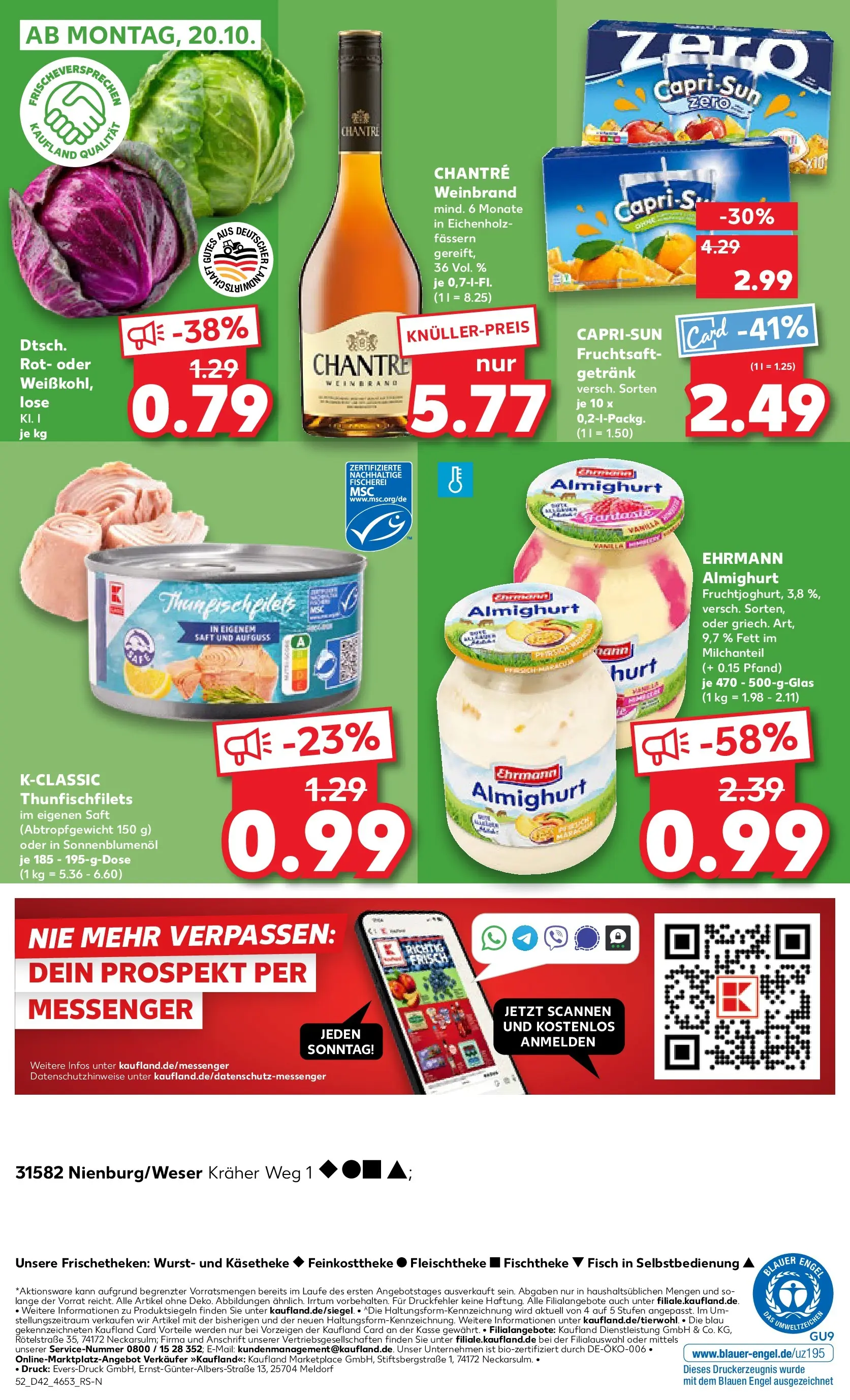 Prospekt Kaufland ab 15.10.2025 » Angebote und Werbung Online | Seite: 52 | Produkte: Sonnenblumenol, Chantré, Wurst, Saft Prospekt Kaufland ab 15.10.2025 » Angebote Online zum Blättern | Seite: 52 | Produkte: Sonnenblumenol, Chantré, Wurst, Saft