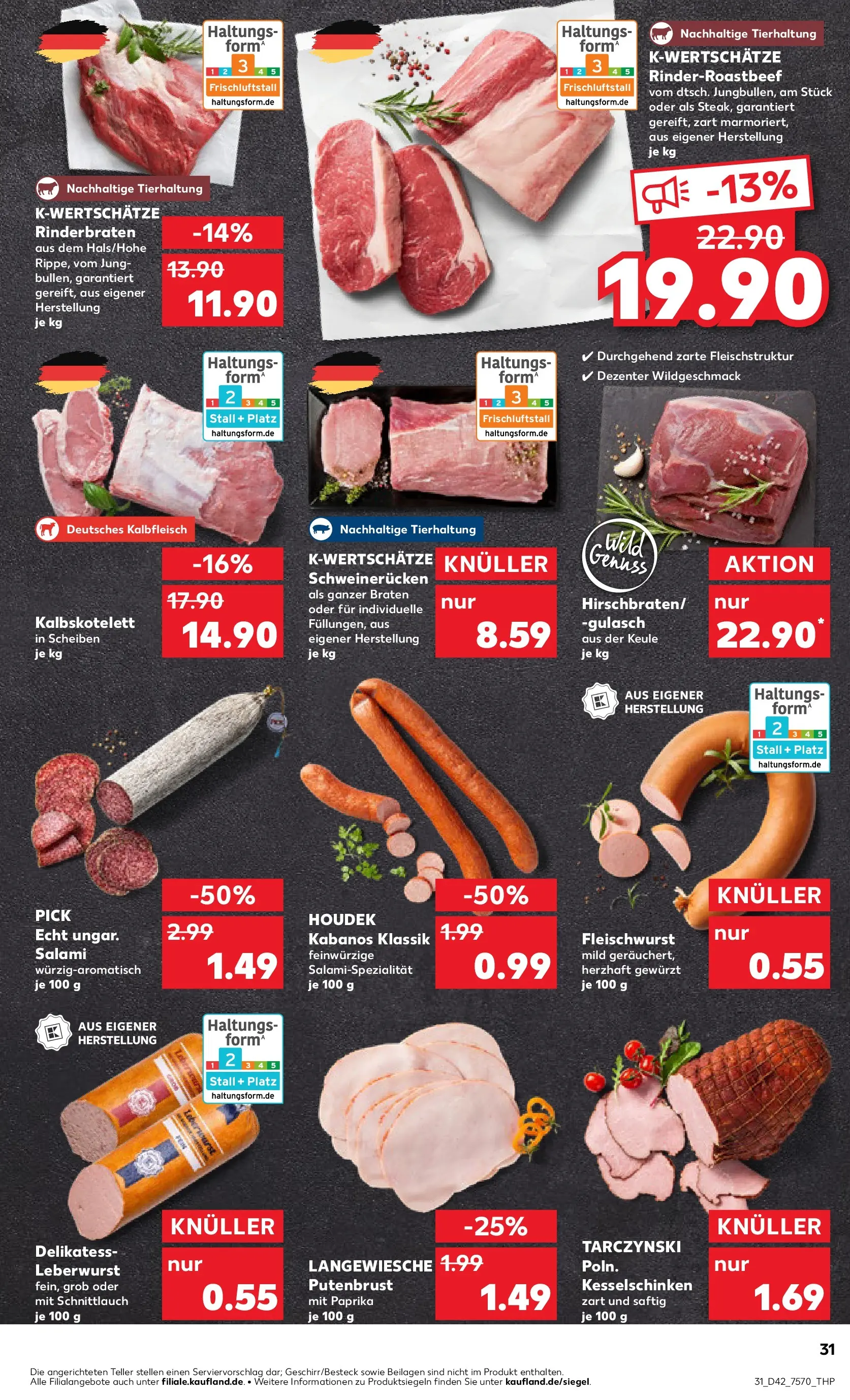 Prospekt Kaufland ab 15.10.2025 » Angebote und Werbung Online | Seite: 31 | Produkte: Rinderbraten, Roastbeef, Schweinerucken, Salami Prospekt Kaufland ab 15.10.2025 » Angebote Online zum Blättern | Seite: 31 | Produkte: Rinderbraten, Roastbeef, Schweinerucken, Salami