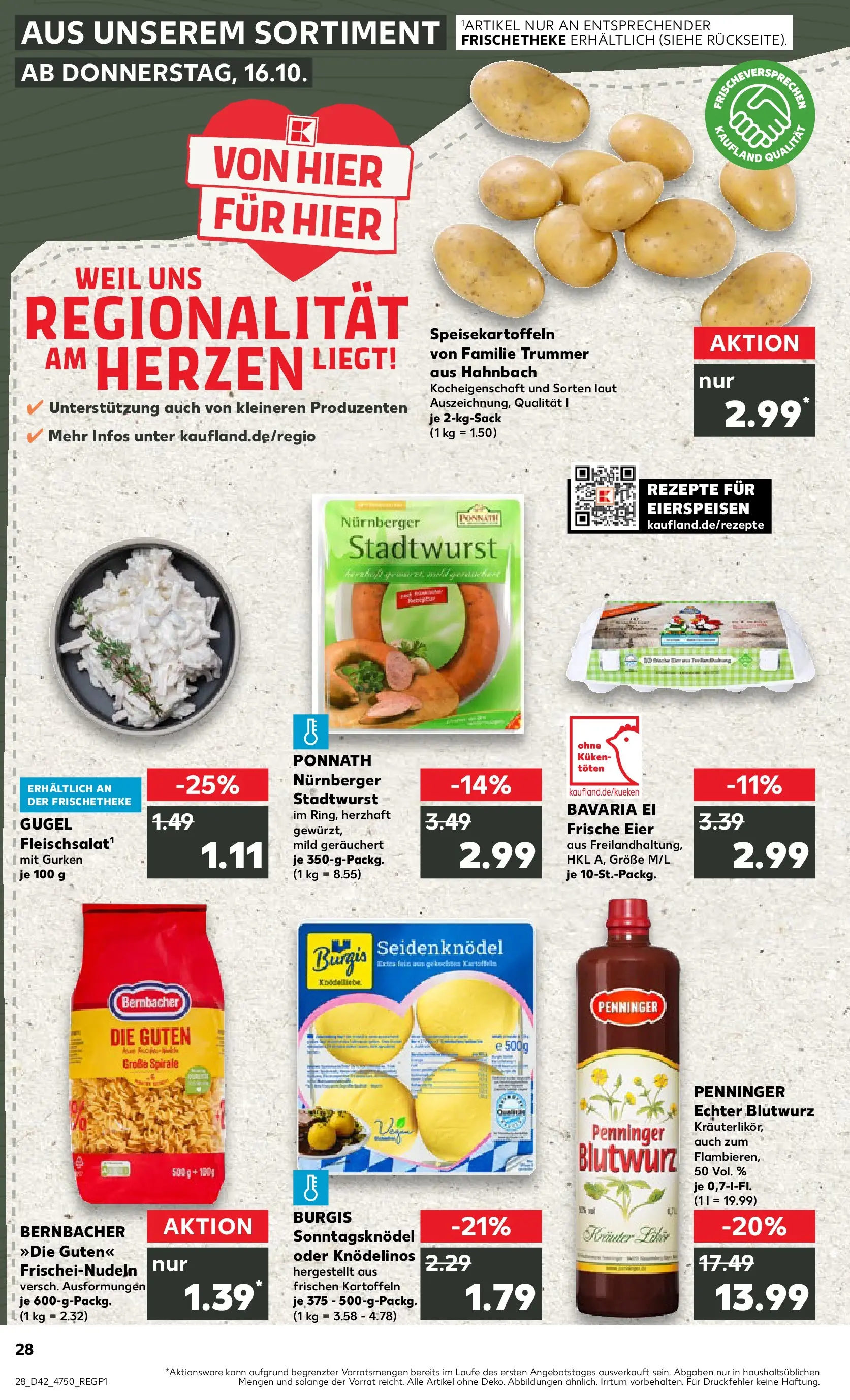 Prospekt Kaufland ab 15.10.2025 » Angebote und Werbung Online | Seite: 28 | Produkte: Eier, Kartoffeln, Pasta, Gurken Prospekt Kaufland ab 15.10.2025 » Angebote Online zum Blättern | Seite: 28 | Produkte: Eier, Kartoffeln, Pasta, Gurken
