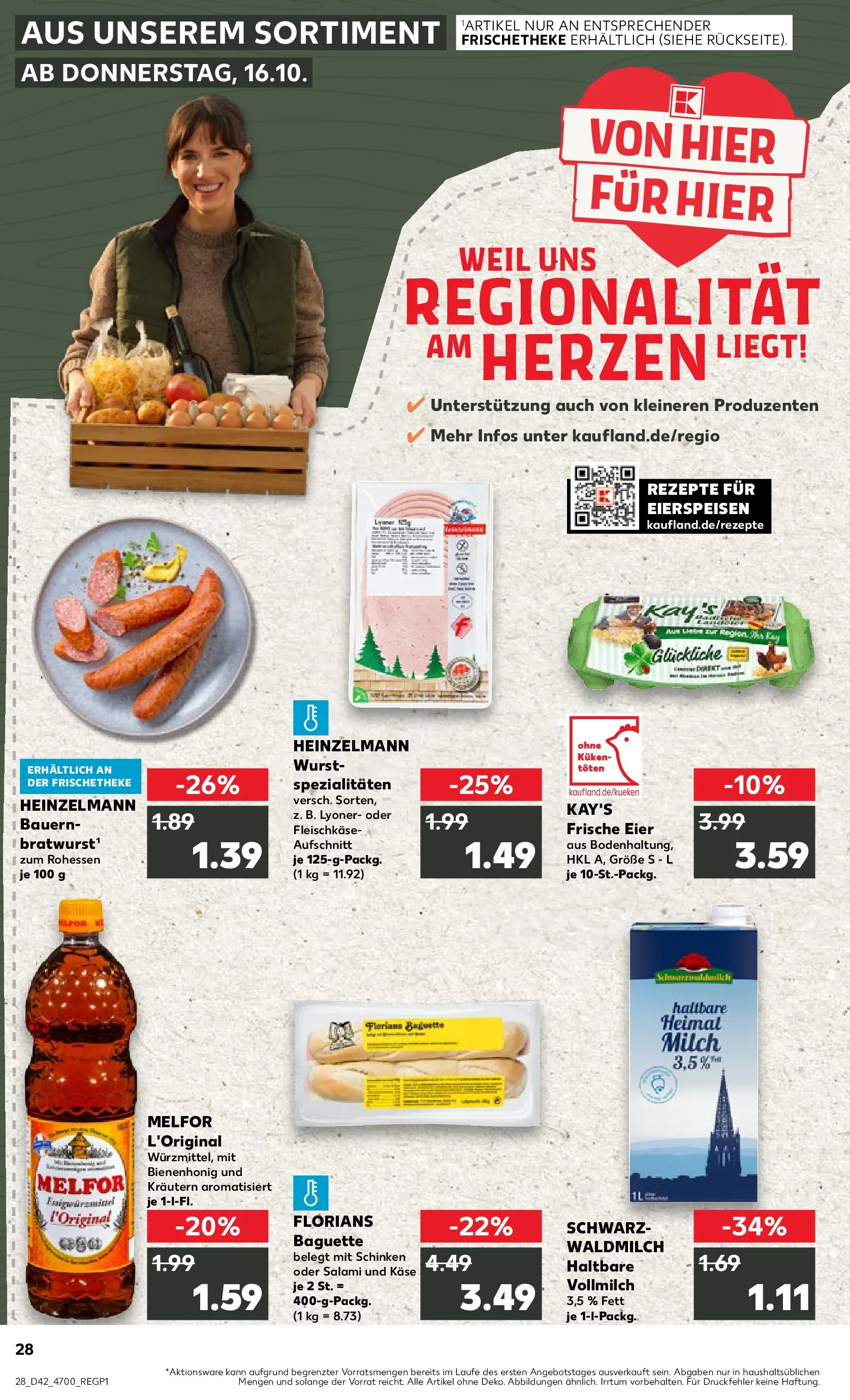 Prospekt Kaufland ab 15.10.2025 » Angebote und Werbung Online | Seite: 28 | Produkte: Käse, Eier, Wurst, Schinken Prospekt Kaufland ab 15.10.2025 » Angebote Online zum Blättern | Seite: 28 | Produkte: Käse, Eier, Wurst, Schinken