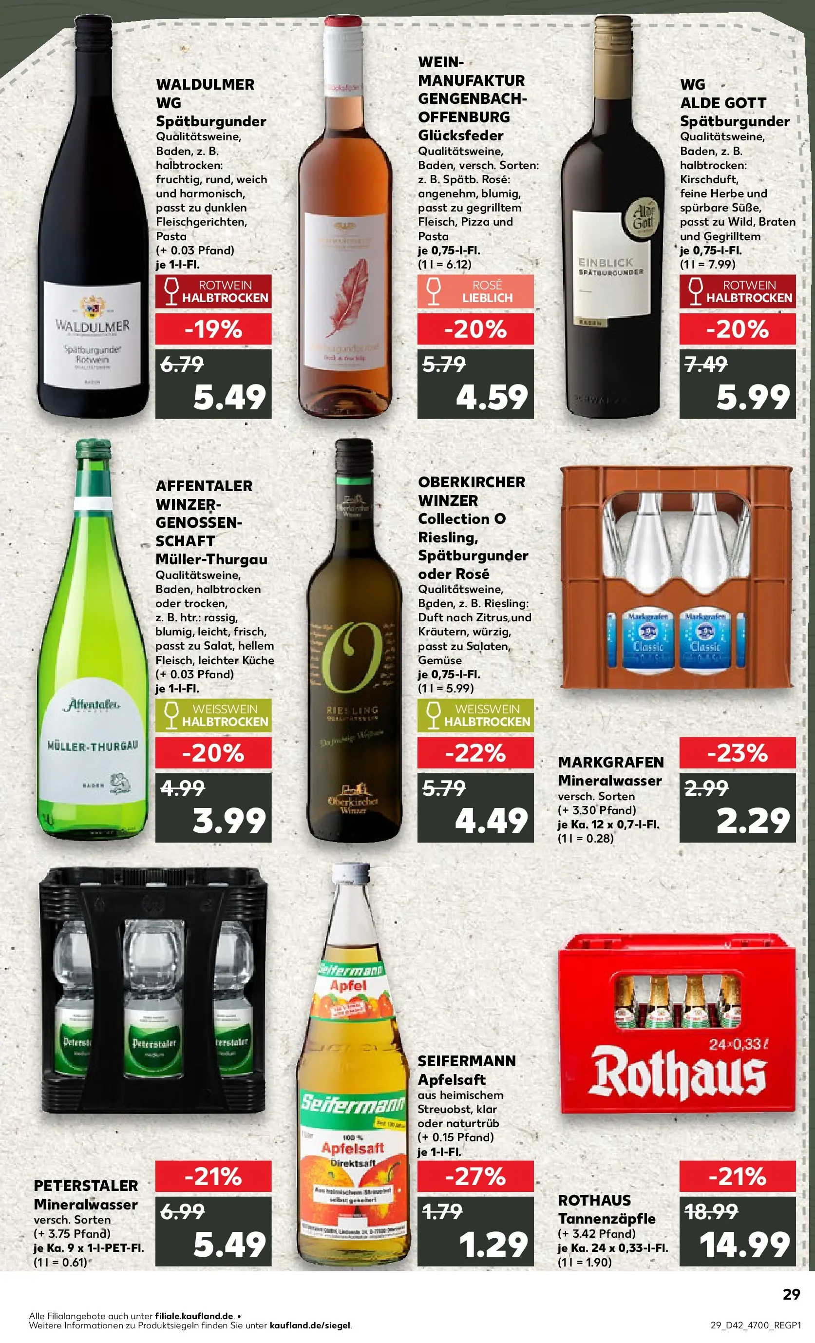Prospekt Kaufland ab 15.10.2025 » Angebote und Werbung Online | Seite: 29 | Produkte: Rotwein, Weißwein halbtrocken, Äpfel, Pizza Prospekt Kaufland ab 15.10.2025 » Angebote Online zum Blättern | Seite: 29 | Produkte: Rotwein, Weißwein halbtrocken, Äpfel, Pizza