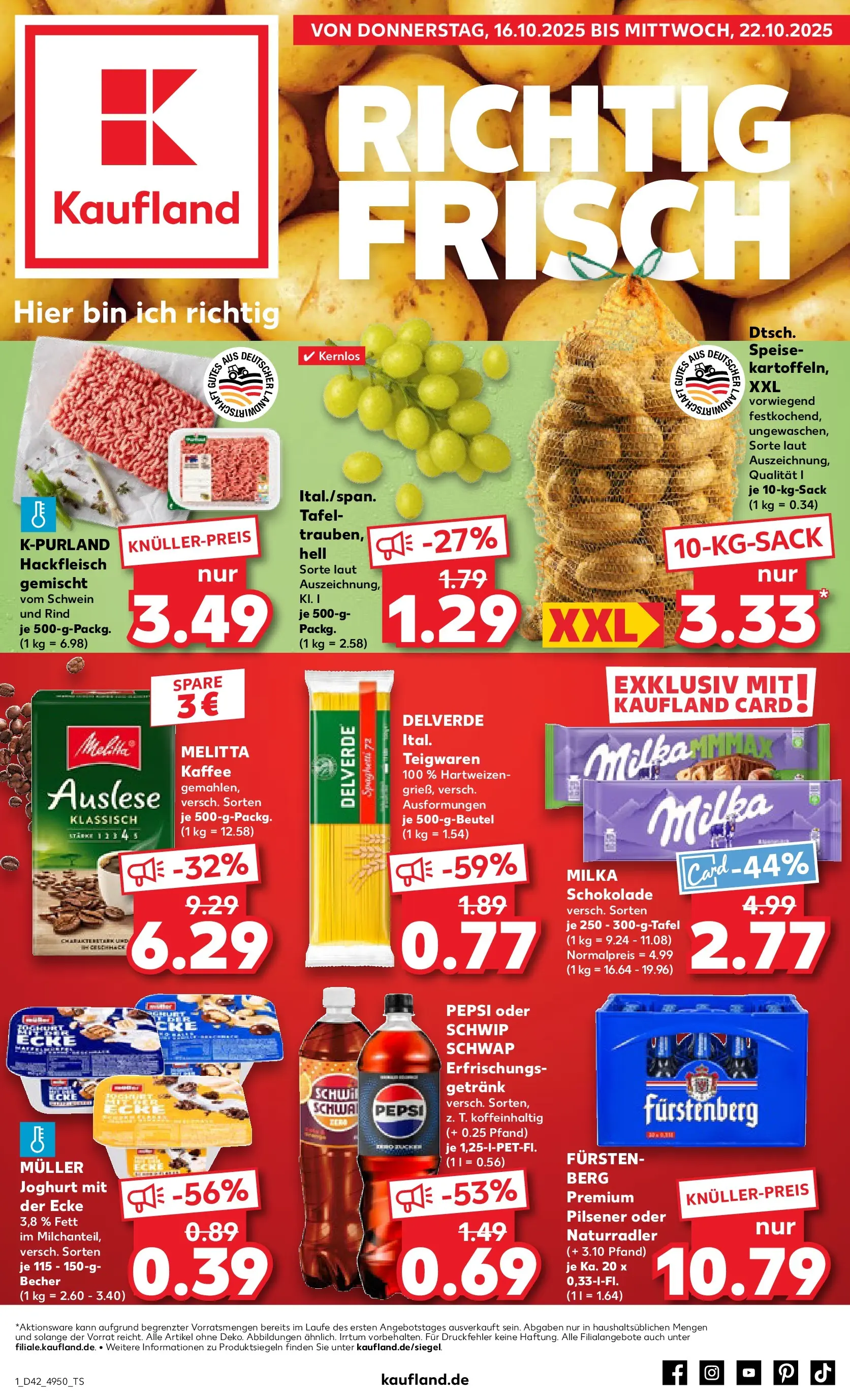 Prospekt Kaufland ab 15.10.2025 » Angebote und Werbung Online | Seite: 1 | Produkte: Joghurt, Schwip schwap, Pepsi, Pasta Prospekt Kaufland ab 15.10.2025 » Angebote Online zum Blättern | Seite: 1 | Produkte: Joghurt, Schwip schwap, Pepsi, Pasta