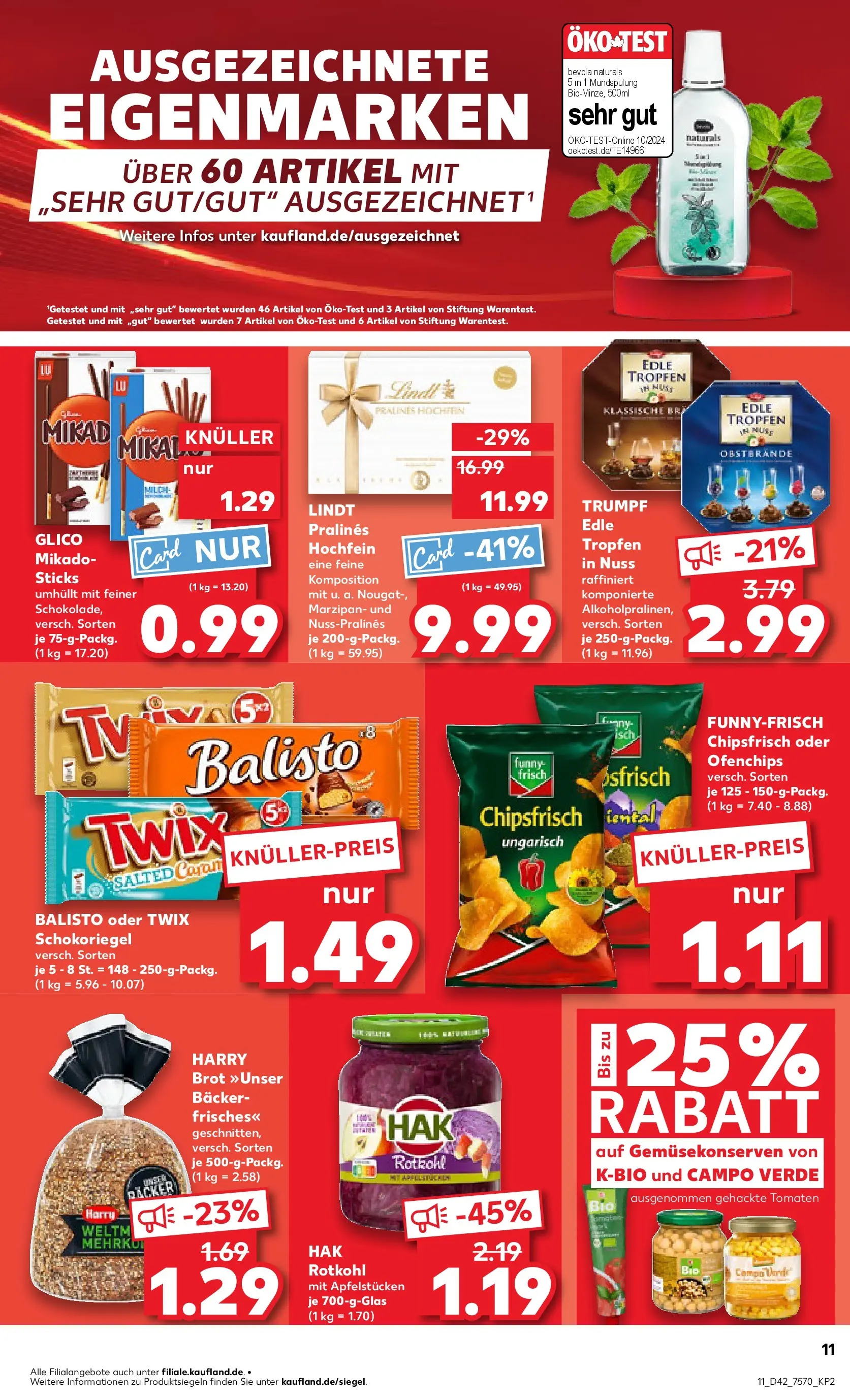 Prospekt Kaufland ab 15.10.2025 » Angebote und Werbung Online | Seite: 11 | Produkte: Tomaten, Twix, Brot, Lindt Prospekt Kaufland ab 15.10.2025 » Angebote Online zum Blättern | Seite: 11 | Produkte: Tomaten, Twix, Brot, Lindt