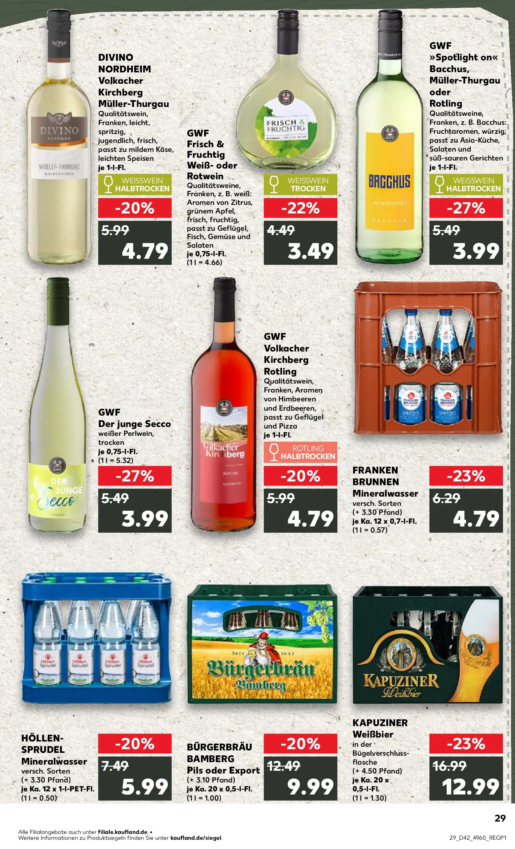 Prospekt Kaufland ab 15.10.2025 » Angebote und Werbung Online | Seite: 29 | Produkte: Weißwein, Rotwein halbtrocken, Gemüse, Pizza Prospekt Kaufland ab 15.10.2025 » Angebote Online zum Blättern | Seite: 29 | Produkte: Weißwein, Rotwein halbtrocken, Gemüse, Pizza
