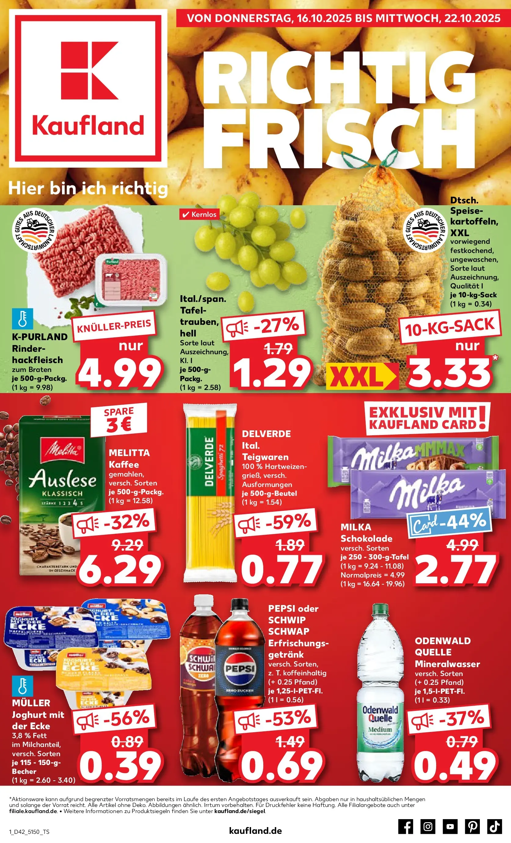 Prospekt Kaufland ab 15.10.2025 » Angebote und Werbung Online | Seite: 1 | Produkte: Kaffee, Schwip schwap, Mineralwasser, Hackfleisch Prospekt Kaufland ab 15.10.2025 » Angebote Online zum Blättern | Seite: 1 | Produkte: Kaffee, Schwip schwap, Mineralwasser, Hackfleisch