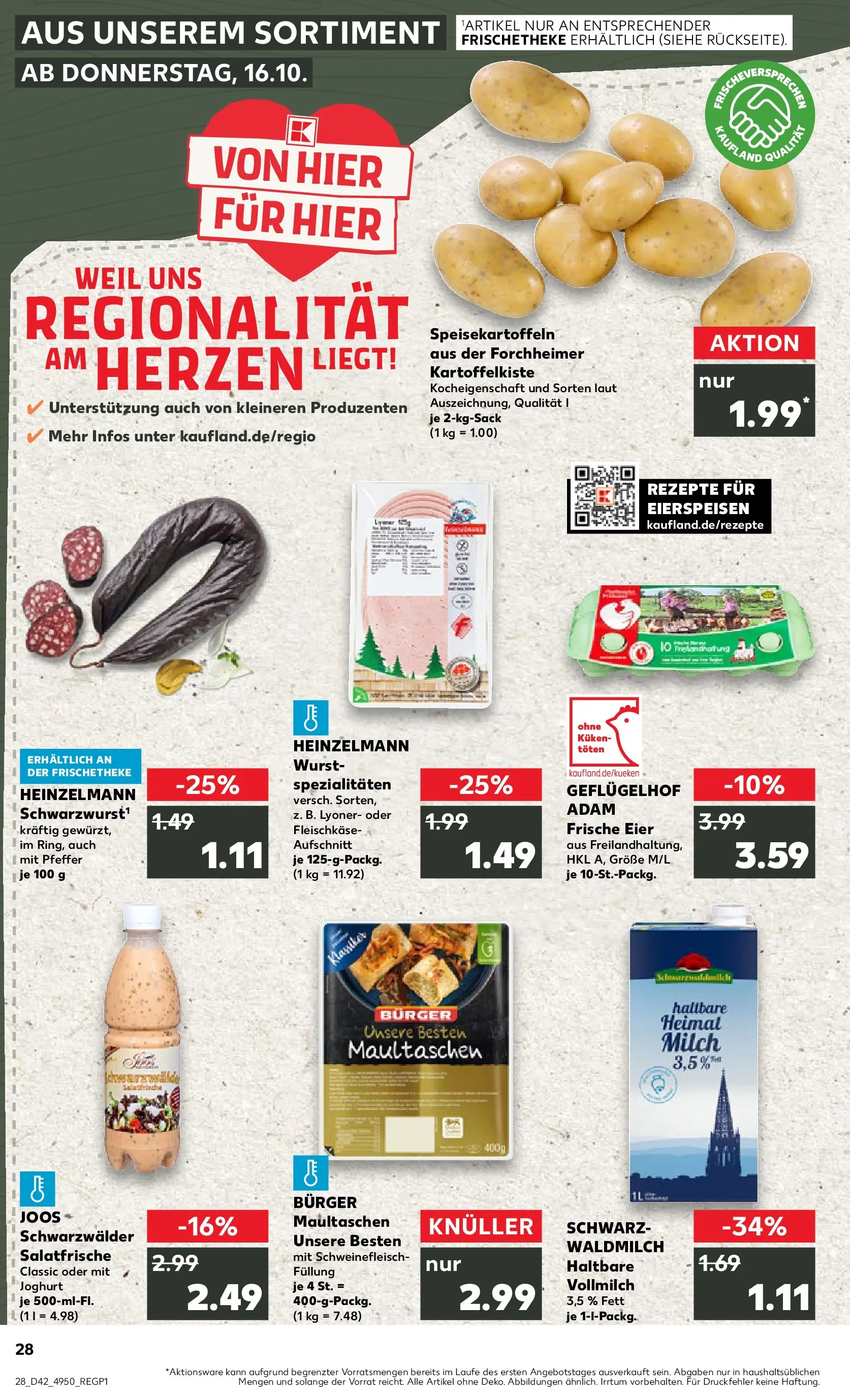 Prospekt Kaufland ab 15.10.2025 » Angebote und Werbung Online | Seite: 28 | Produkte: Milch, Dressing, Wurst, Maultaschen Prospekt Kaufland ab 15.10.2025 » Angebote Online zum Blättern | Seite: 28 | Produkte: Milch, Dressing, Wurst, Maultaschen