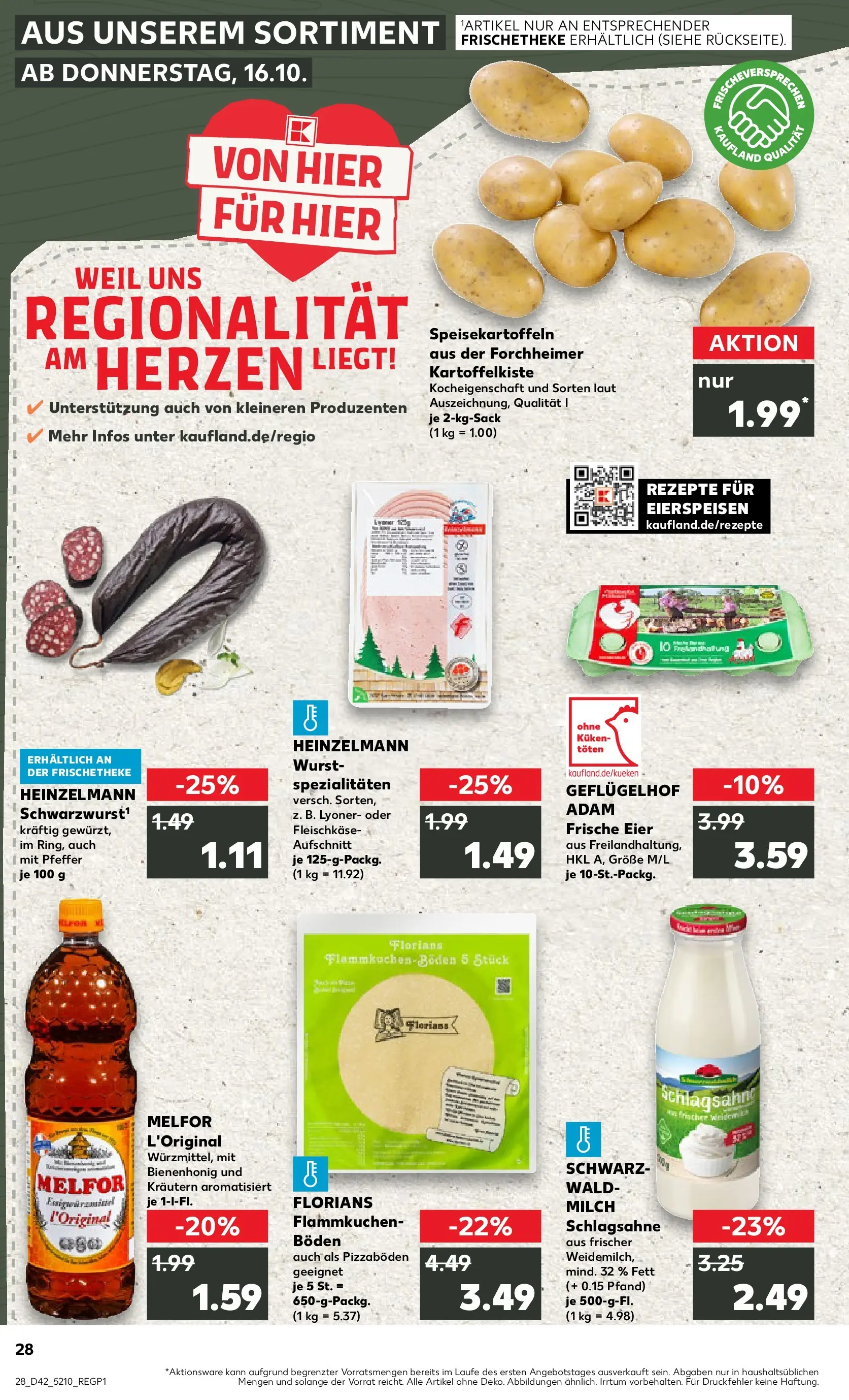Prospekt Kaufland ab 15.10.2025 » Angebote und Werbung Online | Seite: 28 | Produkte: Schlagsahne, Milch, Eier, Pizza Prospekt Kaufland ab 15.10.2025 » Angebote Online zum Blättern | Seite: 28 | Produkte: Schlagsahne, Milch, Eier, Pizza
