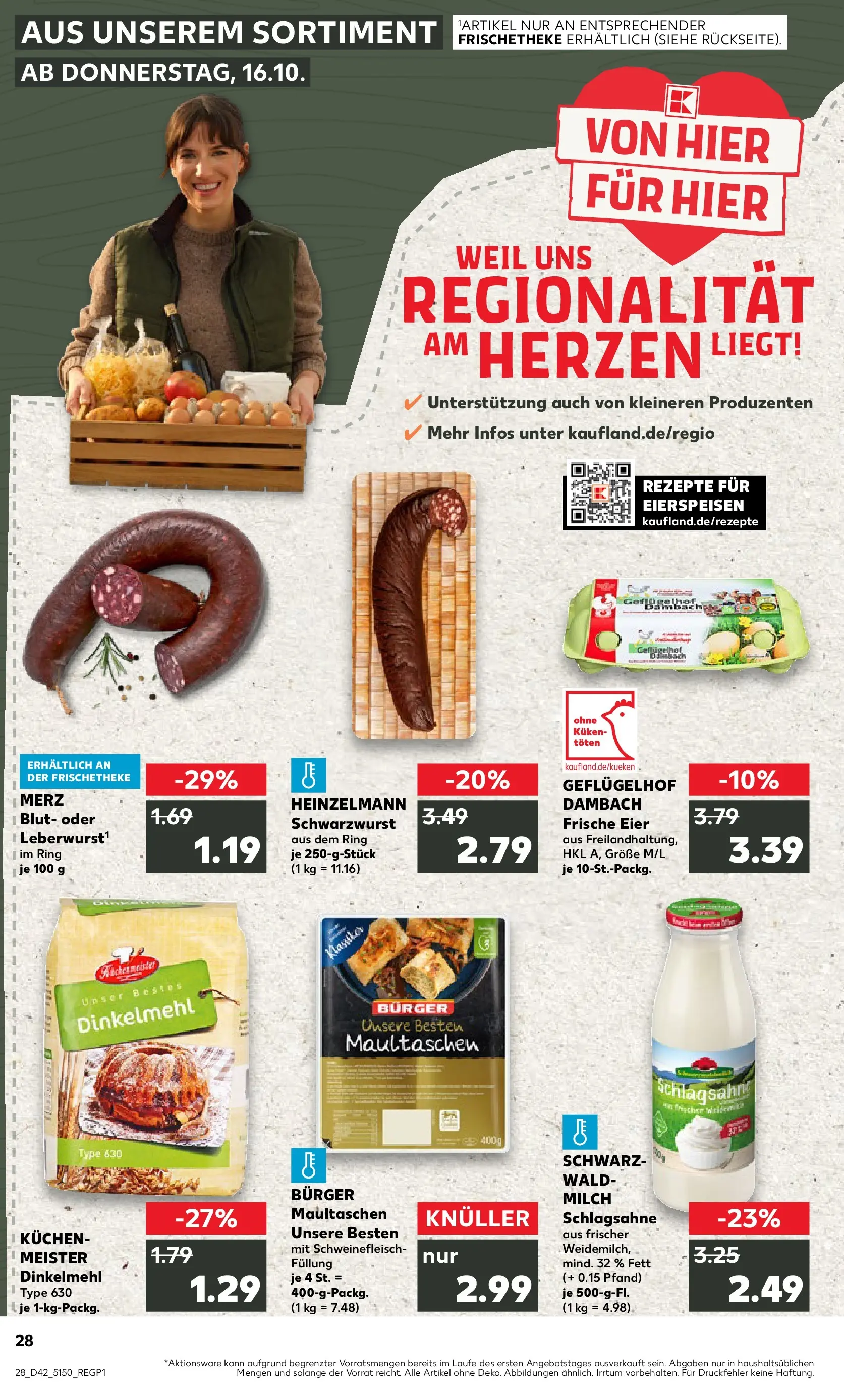 Prospekt Kaufland ab 15.10.2025 » Angebote und Werbung Online | Seite: 28 | Produkte: Schlagsahne, Milch, Eier, Burger Prospekt Kaufland ab 15.10.2025 » Angebote Online zum Blättern | Seite: 28 | Produkte: Schlagsahne, Milch, Eier, Burger
