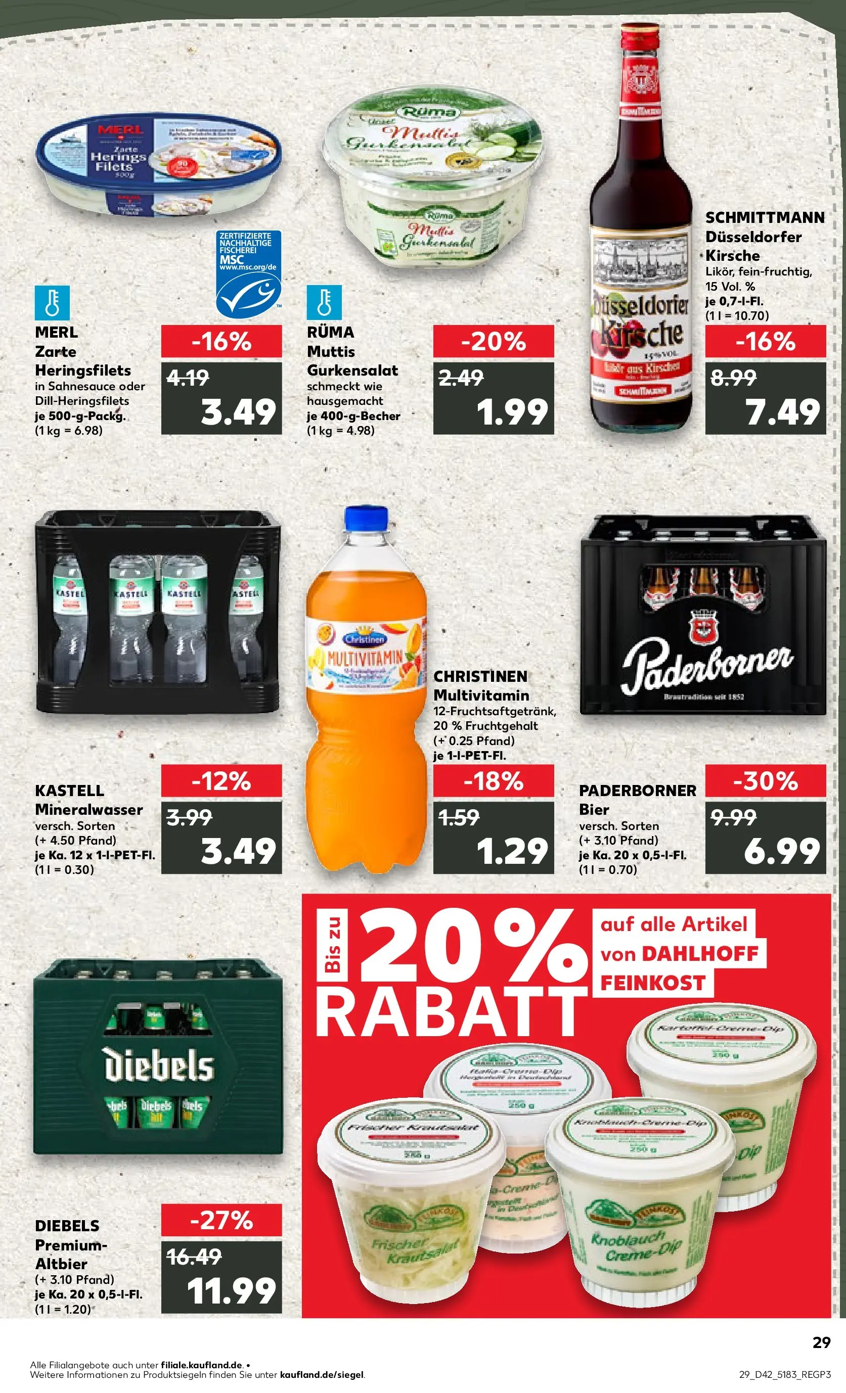 Prospekt Kaufland ab 15.10.2025 » Angebote und Werbung Online | Seite: 29 | Produkte: Mineralwasser, Kirschen, Knoblauch, Diebels Prospekt Kaufland ab 15.10.2025 » Angebote Online zum Blättern | Seite: 29 | Produkte: Mineralwasser, Kirschen, Knoblauch, Diebels