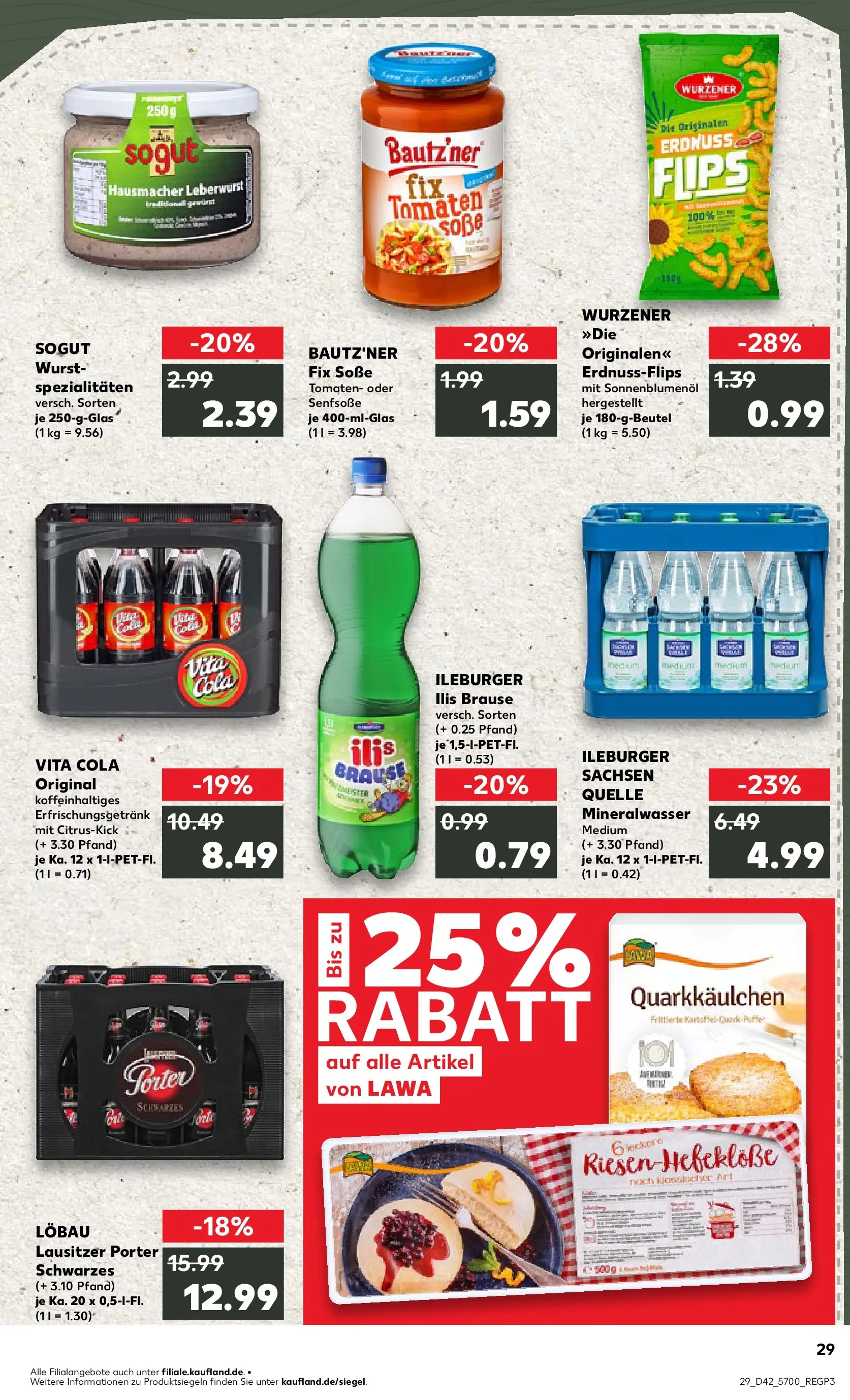 Prospekt Kaufland ab 15.10.2025 » Angebote und Werbung Online | Seite: 29 | Produkte: Sonnenblumenol, Mineralwasser, Wurst, Vita cola Prospekt Kaufland ab 15.10.2025 » Angebote Online zum Blättern | Seite: 29 | Produkte: Sonnenblumenol, Mineralwasser, Wurst, Vita cola