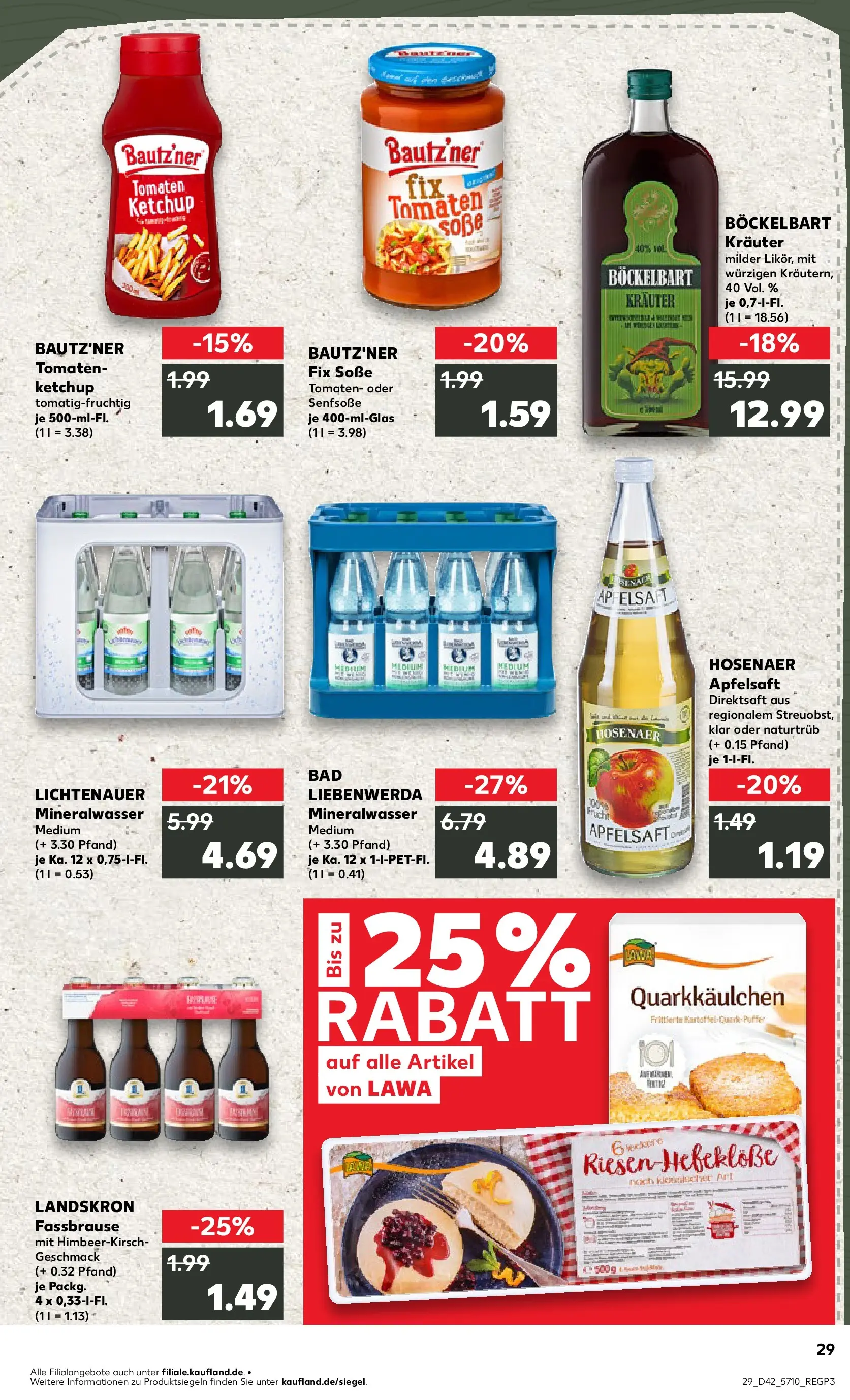 Prospekt Kaufland ab 15.10.2025 » Angebote Online zum Blättern | Seite: 29 | Produkte: Bad, Mineralwasser, Apple, Soße