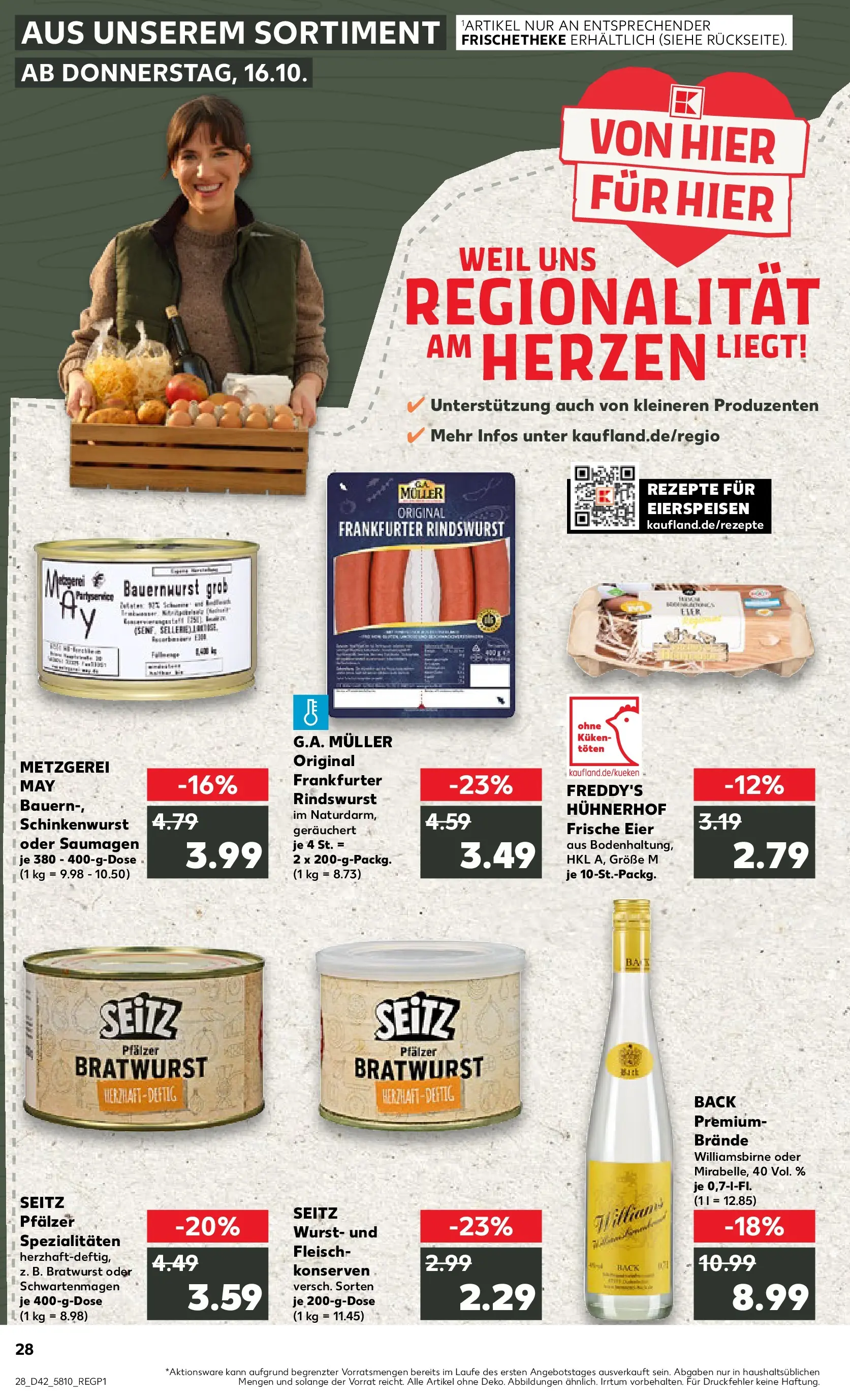 Prospekt Kaufland ab 15.10.2025 » Angebote und Werbung Online | Seite: 28 | Produkte: Eier, Bratwurst, Wurst, Fleisch Prospekt Kaufland ab 15.10.2025 » Angebote Online zum Blättern | Seite: 28 | Produkte: Eier, Bratwurst, Wurst, Fleisch