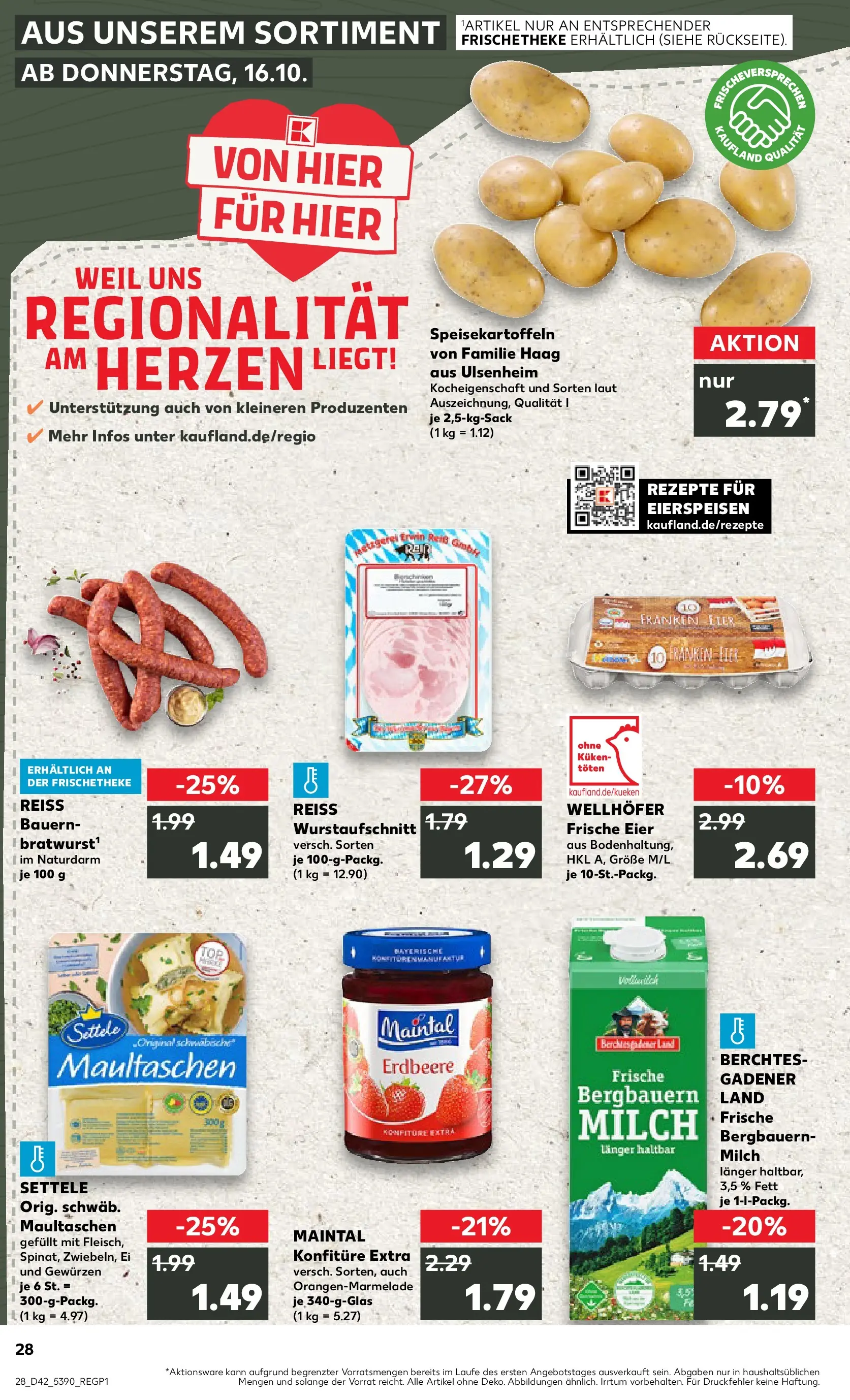 Prospekt Kaufland ab 15.10.2025 » Angebote und Werbung Online | Seite: 28 | Produkte: Milch, Eier, Maultaschen Prospekt Kaufland ab 15.10.2025 » Angebote Online zum Blättern | Seite: 28 | Produkte: Milch, Eier, Maultaschen