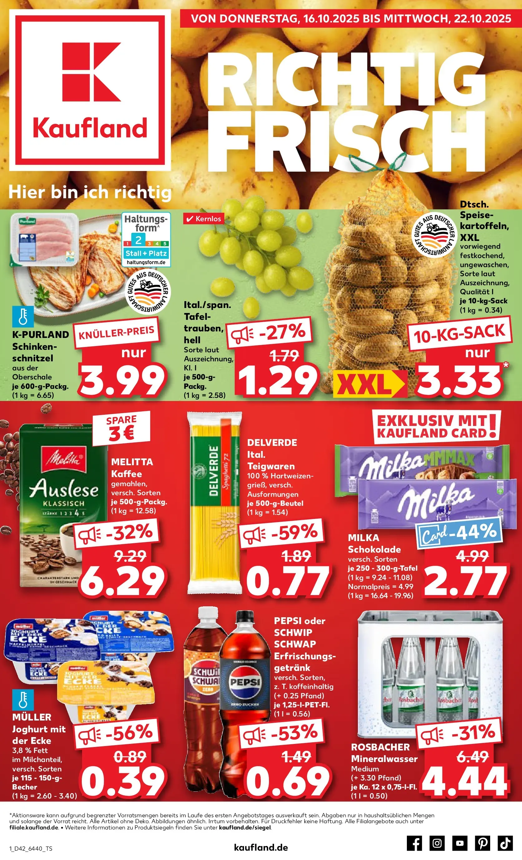 Prospekt Kaufland ab 15.10.2025 » Angebote und Werbung Online | Seite: 1 | Produkte: Melitta, Joghurt, Schwip schwap, Pasta Prospekt Kaufland ab 15.10.2025 » Angebote Online zum Blättern | Seite: 1 | Produkte: Melitta, Joghurt, Schwip schwap, Pasta