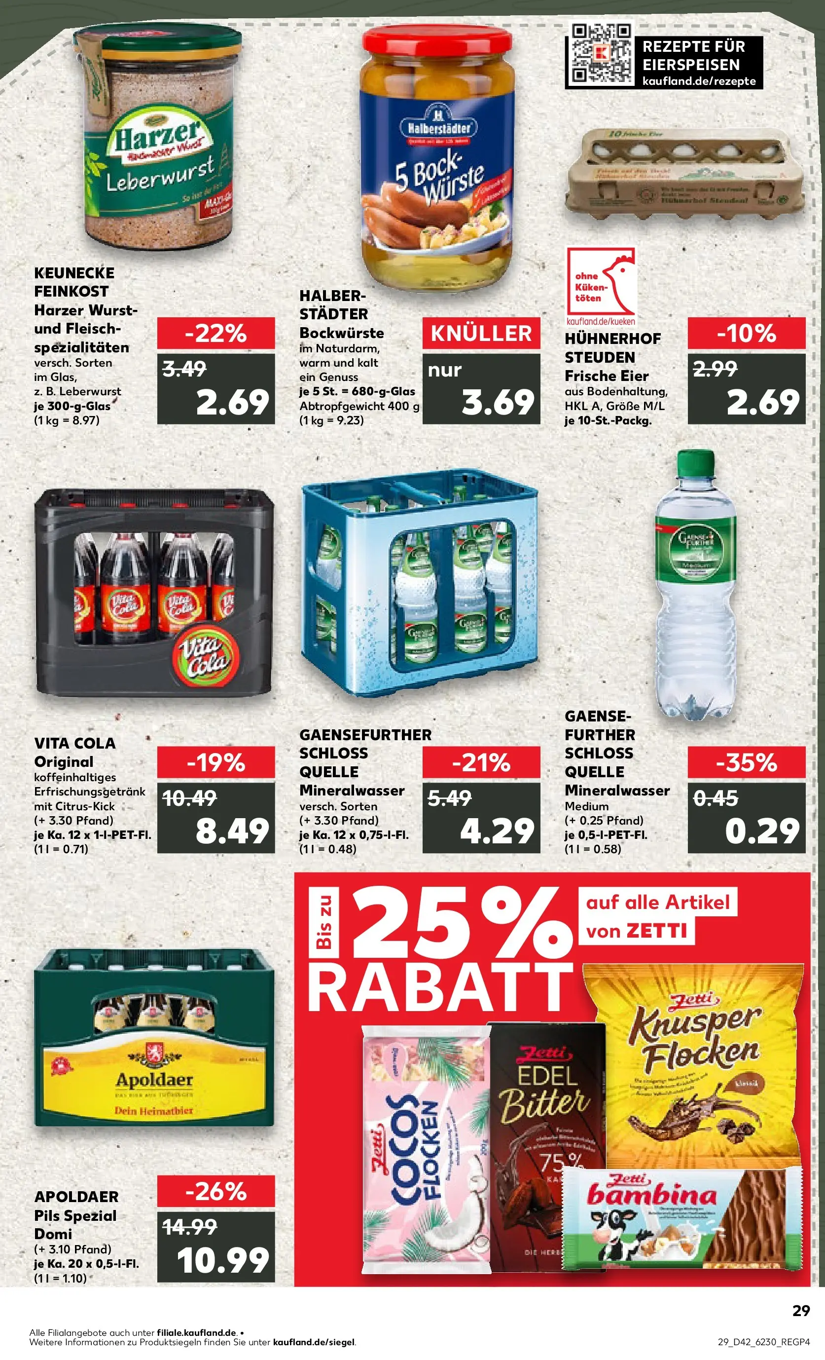 Prospekt Kaufland ab 15.10.2025 » Angebote und Werbung Online | Seite: 29 | Produkte: Eier, Mineralwasser, Wurst, Flocken Prospekt Kaufland ab 15.10.2025 » Angebote Online zum Blättern | Seite: 29 | Produkte: Eier, Mineralwasser, Wurst, Flocken