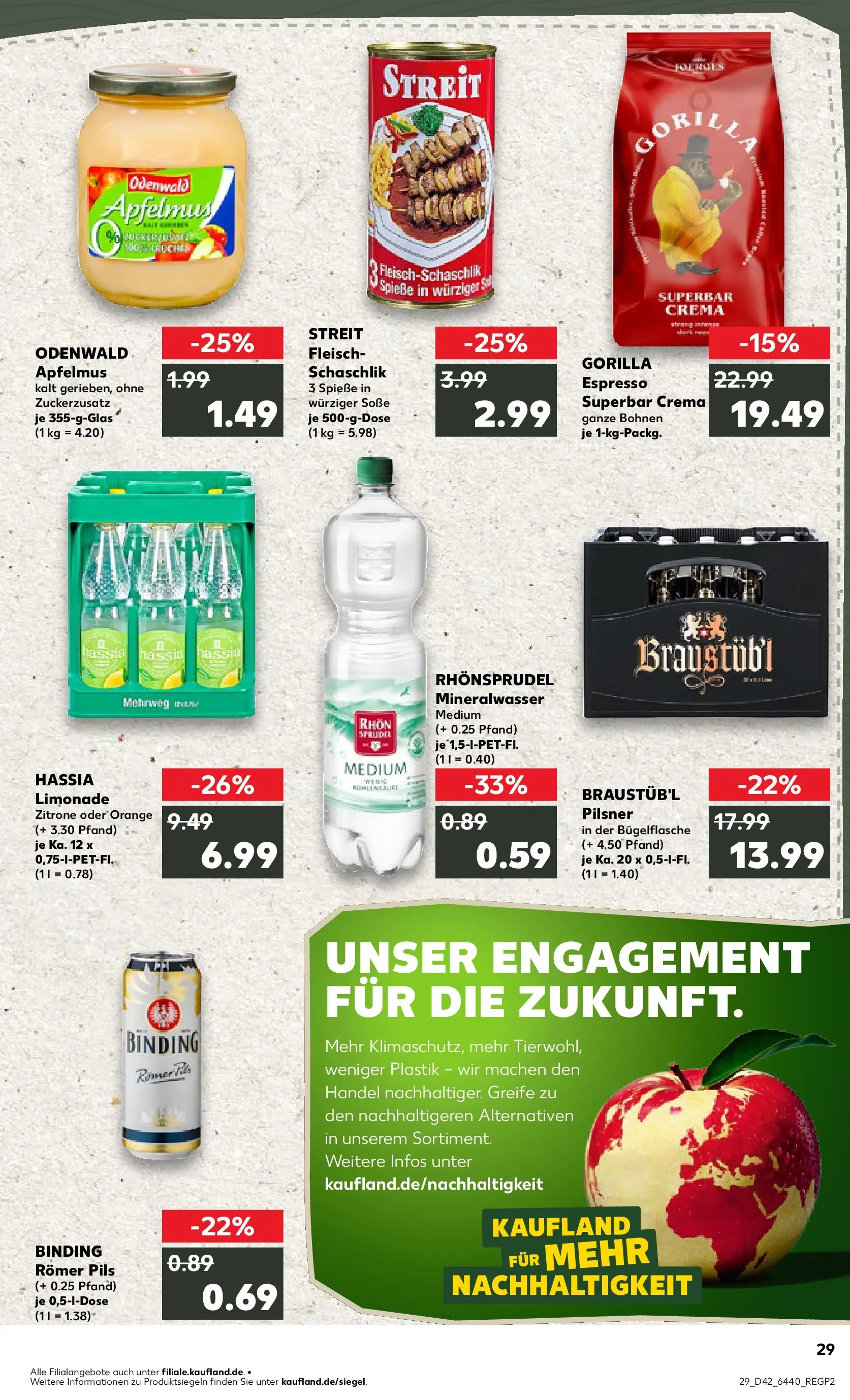Prospekt Kaufland ab 15.10.2025 » Angebote und Werbung Online | Seite: 29 | Produkte: Mineralwasser, Soße, Zitrone, Rhonsprudel Prospekt Kaufland ab 15.10.2025 » Angebote Online zum Blättern | Seite: 29 | Produkte: Mineralwasser, Soße, Zitrone, Rhonsprudel