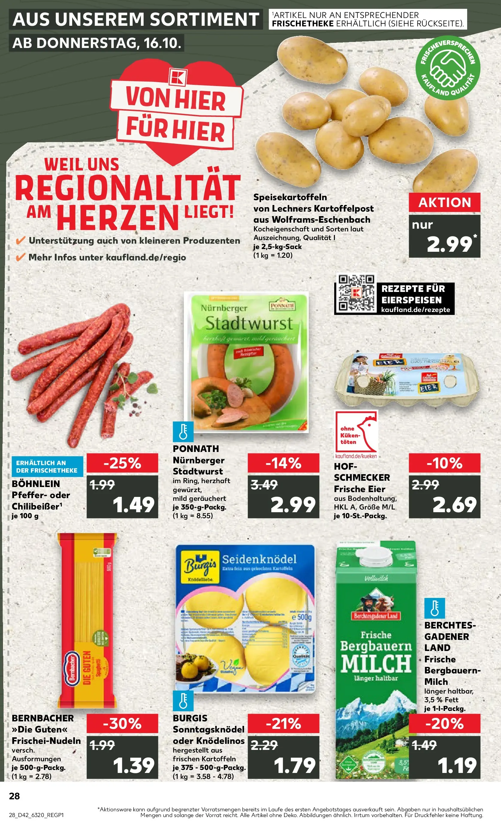 Prospekt Kaufland ab 15.10.2025 » Angebote und Werbung Online | Seite: 28 | Produkte: Eier, Kartoffeln, Pfeffer, Pasta Prospekt Kaufland ab 15.10.2025 » Angebote Online zum Blättern | Seite: 28 | Produkte: Eier, Kartoffeln, Pfeffer, Pasta