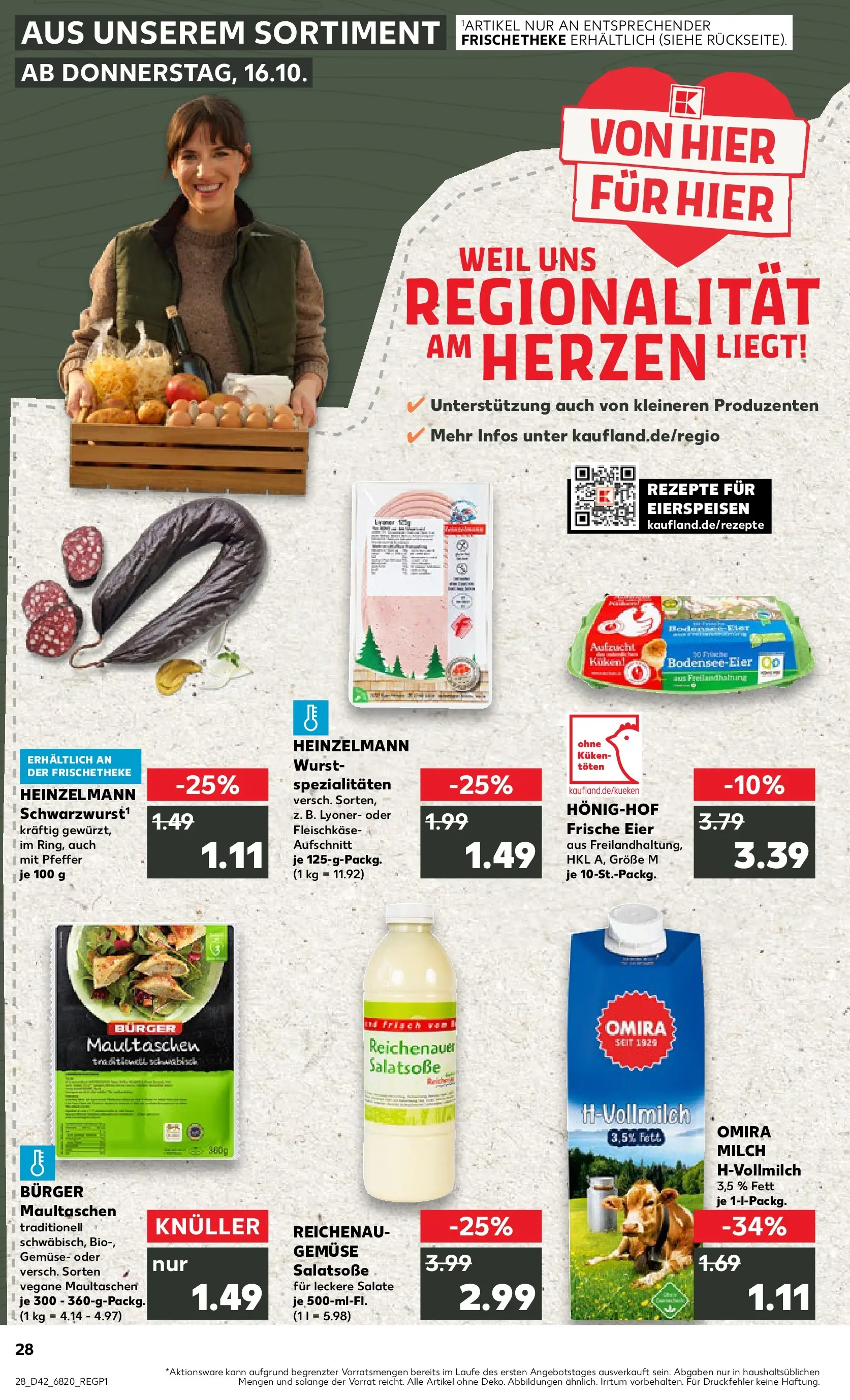 Prospekt Kaufland ab 15.10.2025 » Angebote und Werbung Online | Seite: 28 | Produkte: Burger, Gemüse, Wurst, Maultaschen Prospekt Kaufland ab 15.10.2025 » Angebote Online zum Blättern | Seite: 28 | Produkte: Burger, Gemüse, Wurst, Maultaschen