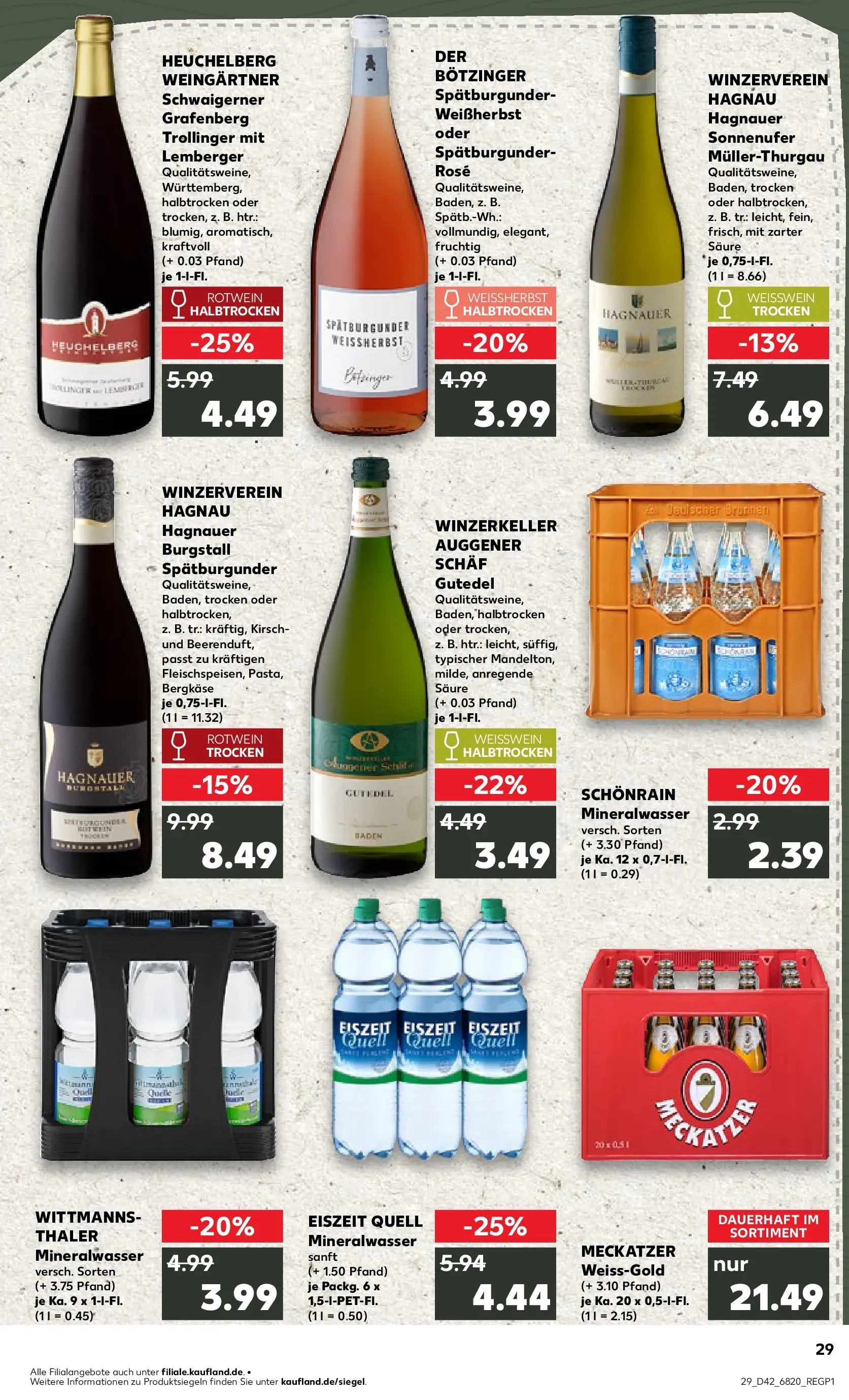 Prospekt Kaufland ab 15.10.2025 » Angebote und Werbung Online | Seite: 29 | Produkte: Weißwein, Rotwein, Weißwein trocken, Weißwein halbtrocken Prospekt Kaufland ab 15.10.2025 » Angebote Online zum Blättern | Seite: 29 | Produkte: Weißwein, Rotwein, Weißwein trocken, Weißwein halbtrocken