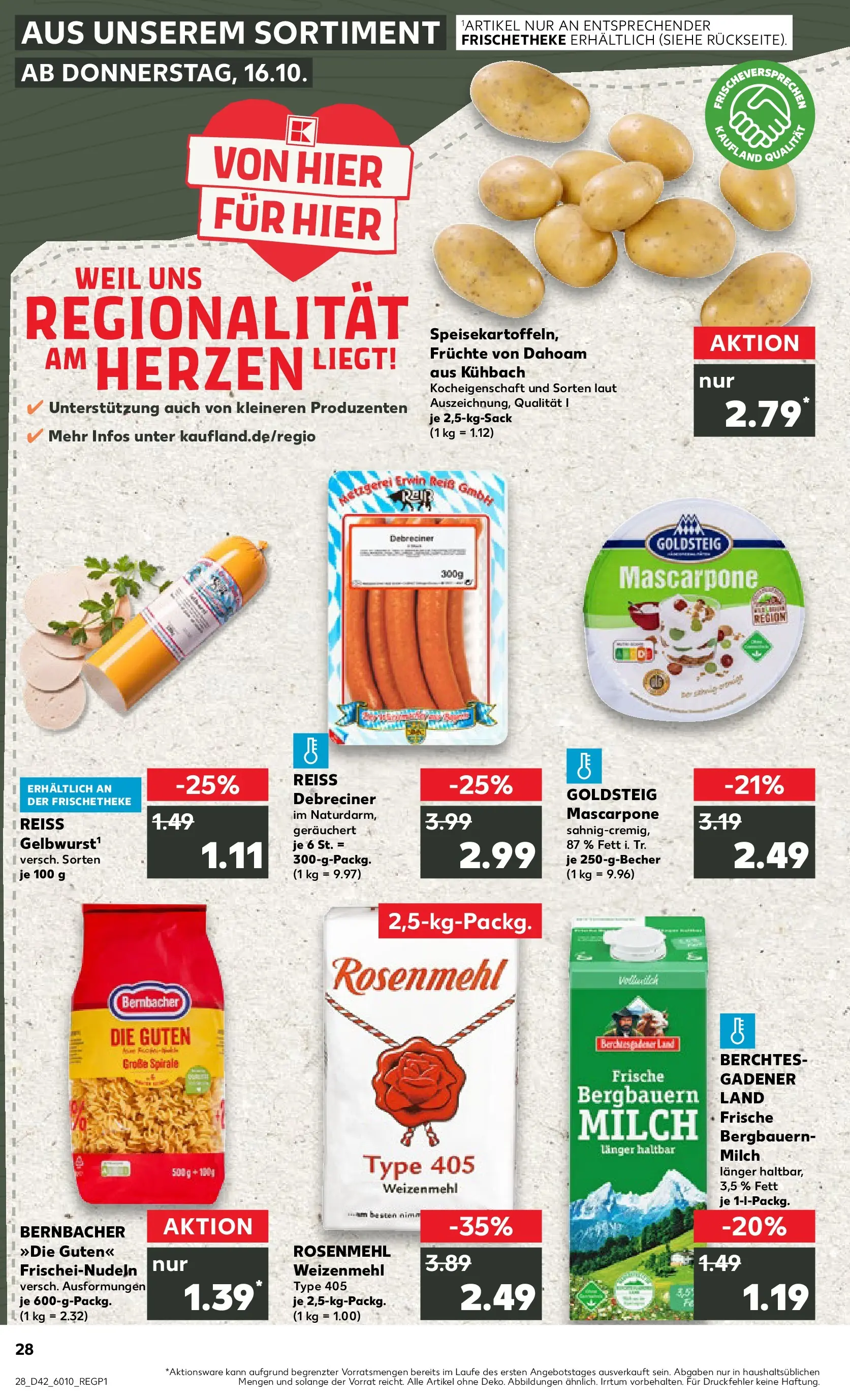 Prospekt Kaufland ab 15.10.2025 » Angebote und Werbung Online | Seite: 28 | Produkte: Milch, Mascarpone, Weizenmehl, Pasta Prospekt Kaufland ab 15.10.2025 » Angebote Online zum Blättern | Seite: 28 | Produkte: Milch, Mascarpone, Weizenmehl, Pasta