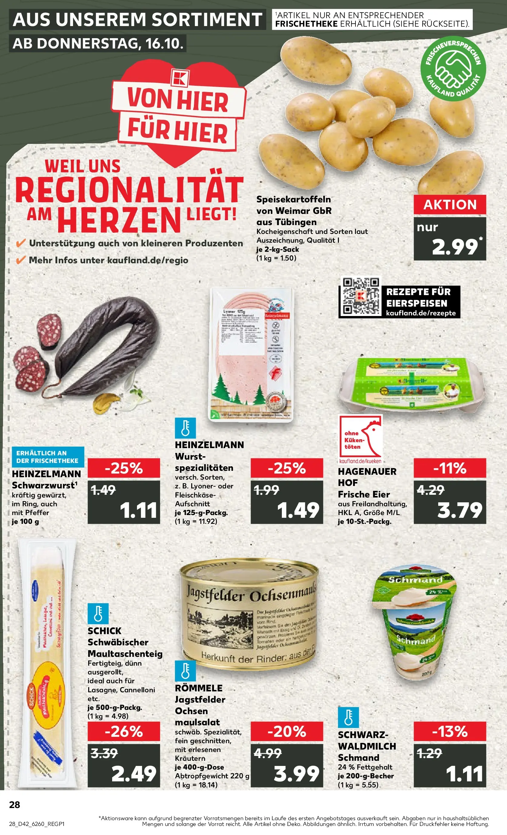 Prospekt Kaufland ab 15.10.2025 » Angebote und Werbung Online | Seite: 28 | Produkte: Eier, Pudding, Pfeffer, Pasta Prospekt Kaufland ab 15.10.2025 » Angebote Online zum Blättern | Seite: 28 | Produkte: Eier, Pudding, Pfeffer, Pasta