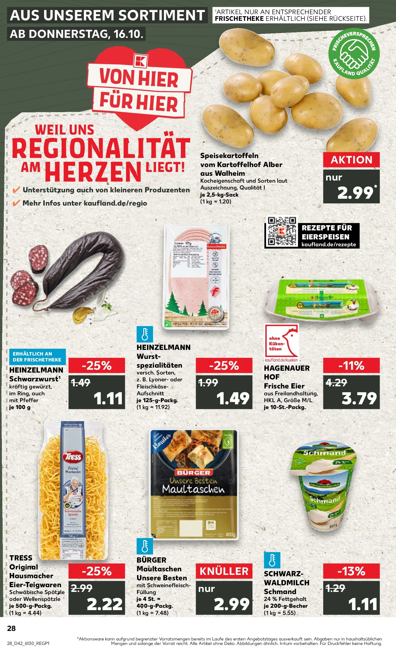 Prospekt Kaufland ab 15.10.2025 » Angebote und Werbung Online | Seite: 28 | Produkte: Burger, Pfeffer, Pasta, Maultaschen Prospekt Kaufland ab 15.10.2025 » Angebote Online zum Blättern | Seite: 28 | Produkte: Burger, Pfeffer, Pasta, Maultaschen